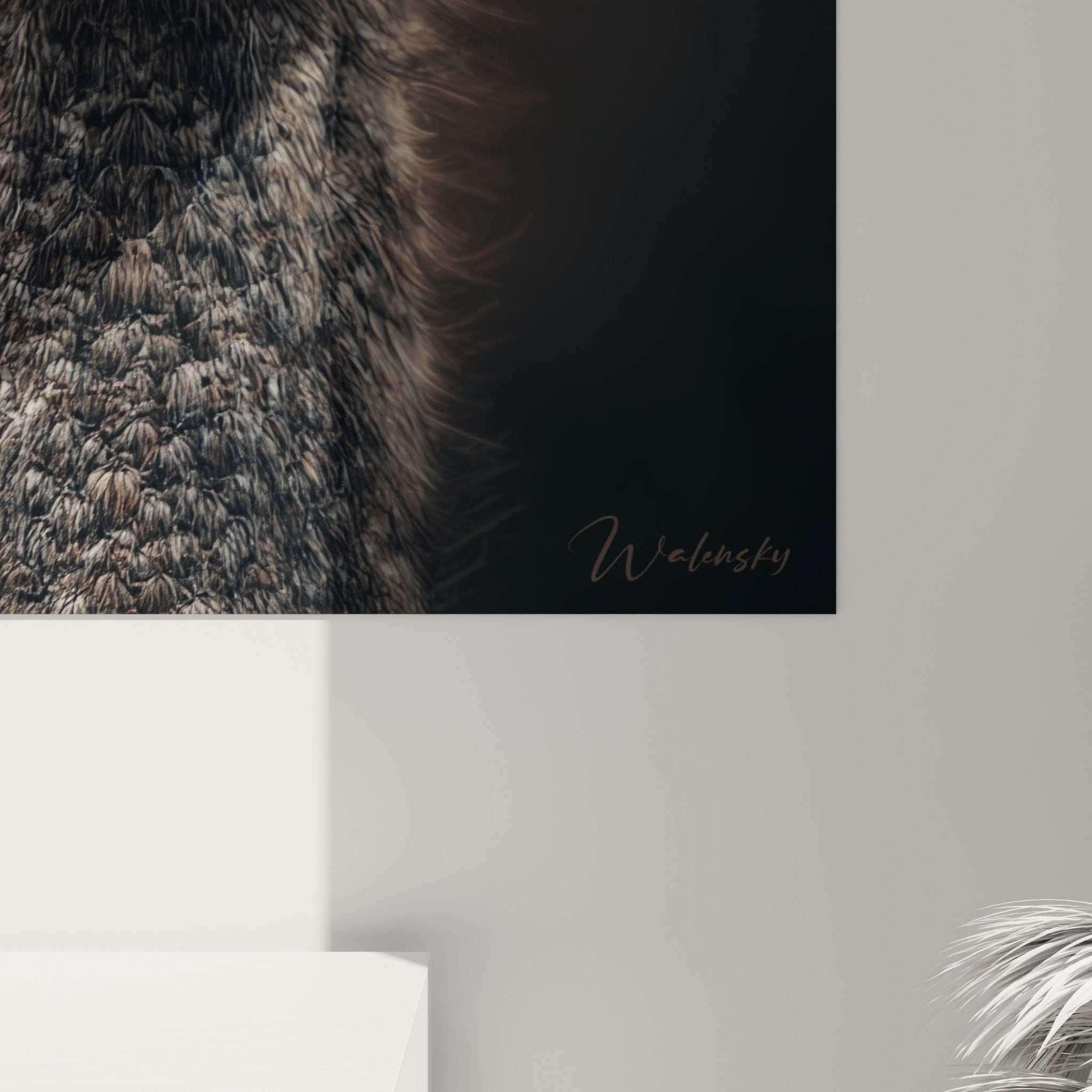 vue ensemble tableau autruche portrait mural decoration interieur moderne art animalier