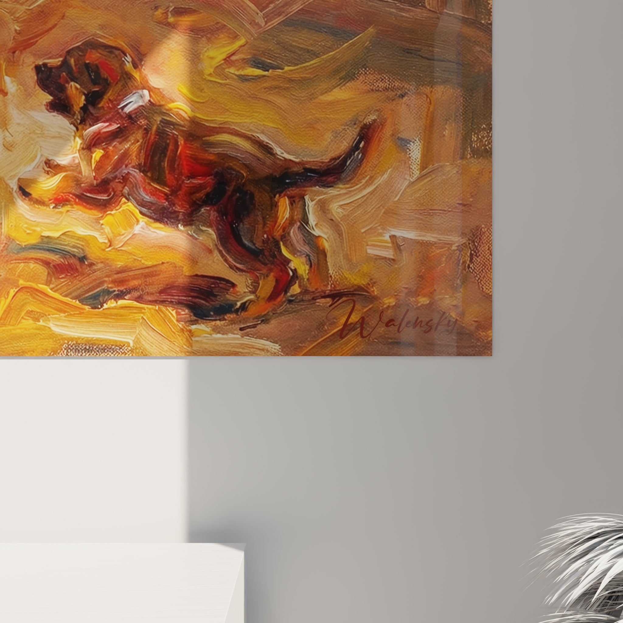 Gesamtansicht Deutscher Schäferhund expressionistisches Gemälde Wanddekoration moderne Tierkunst
