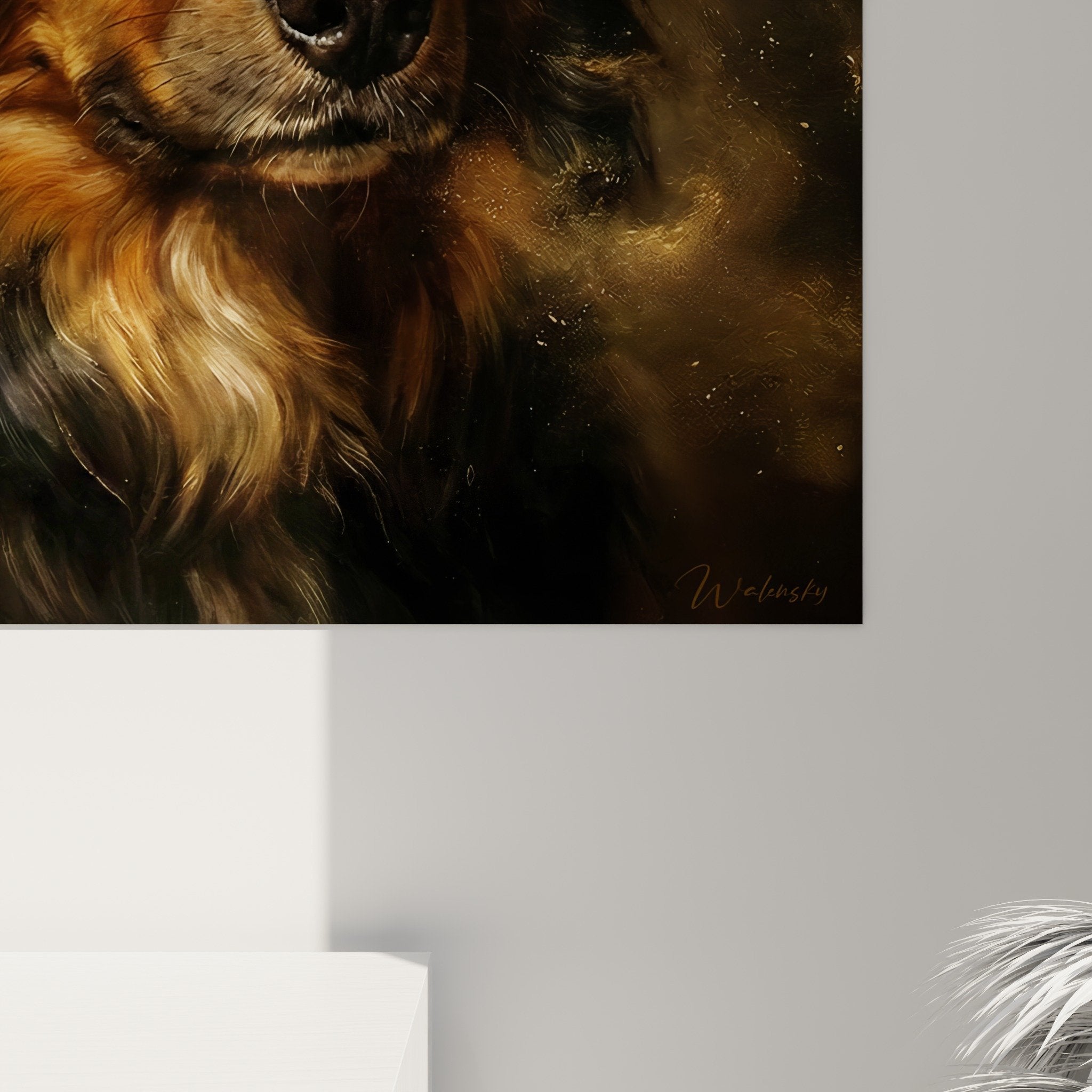 Vue ensemble tableau mural Berger Americain Miniature portrait artistique decoration interieur