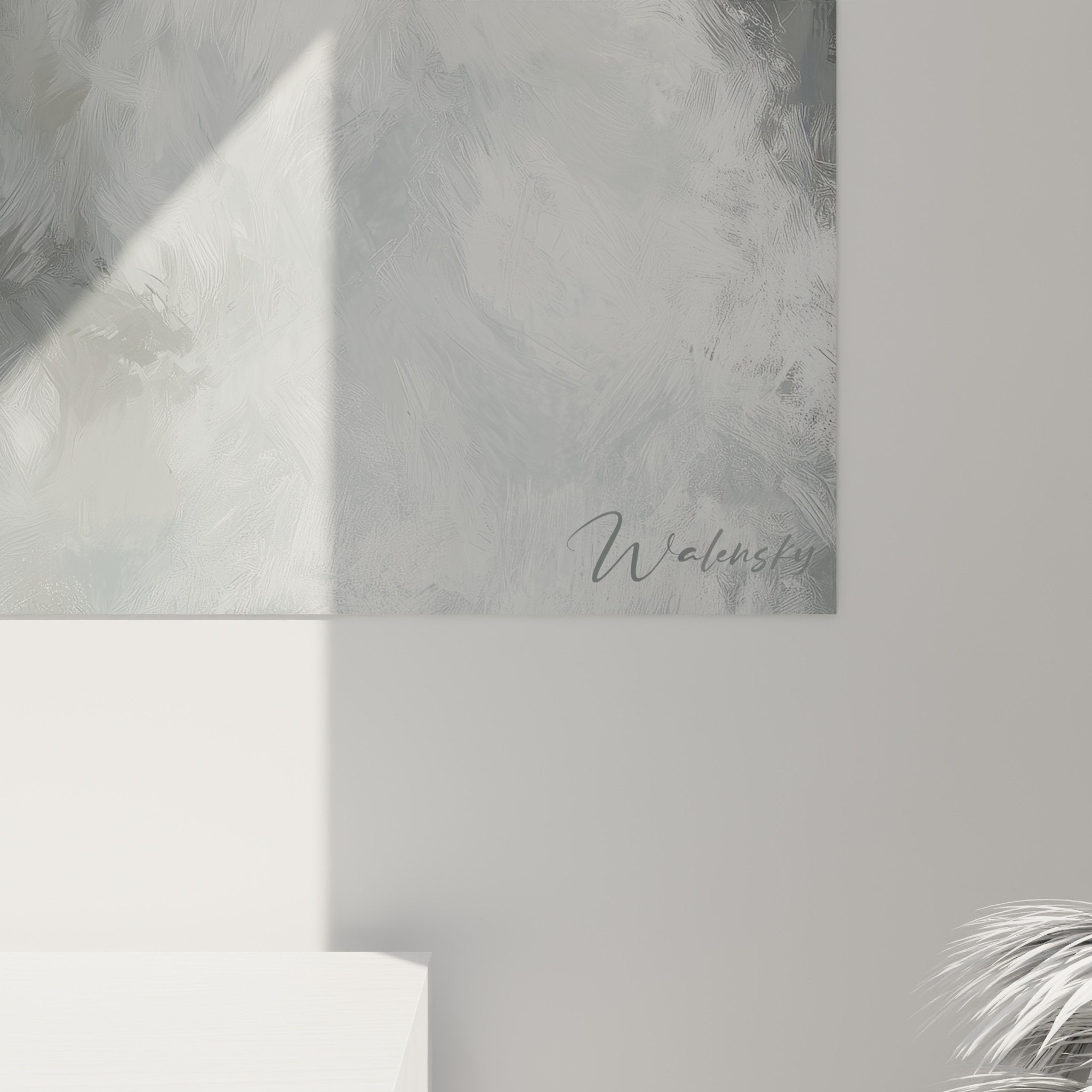 Vue ensemble tableau portrait Berger Blanc Suisse souriant decoration murale art canin contemporain