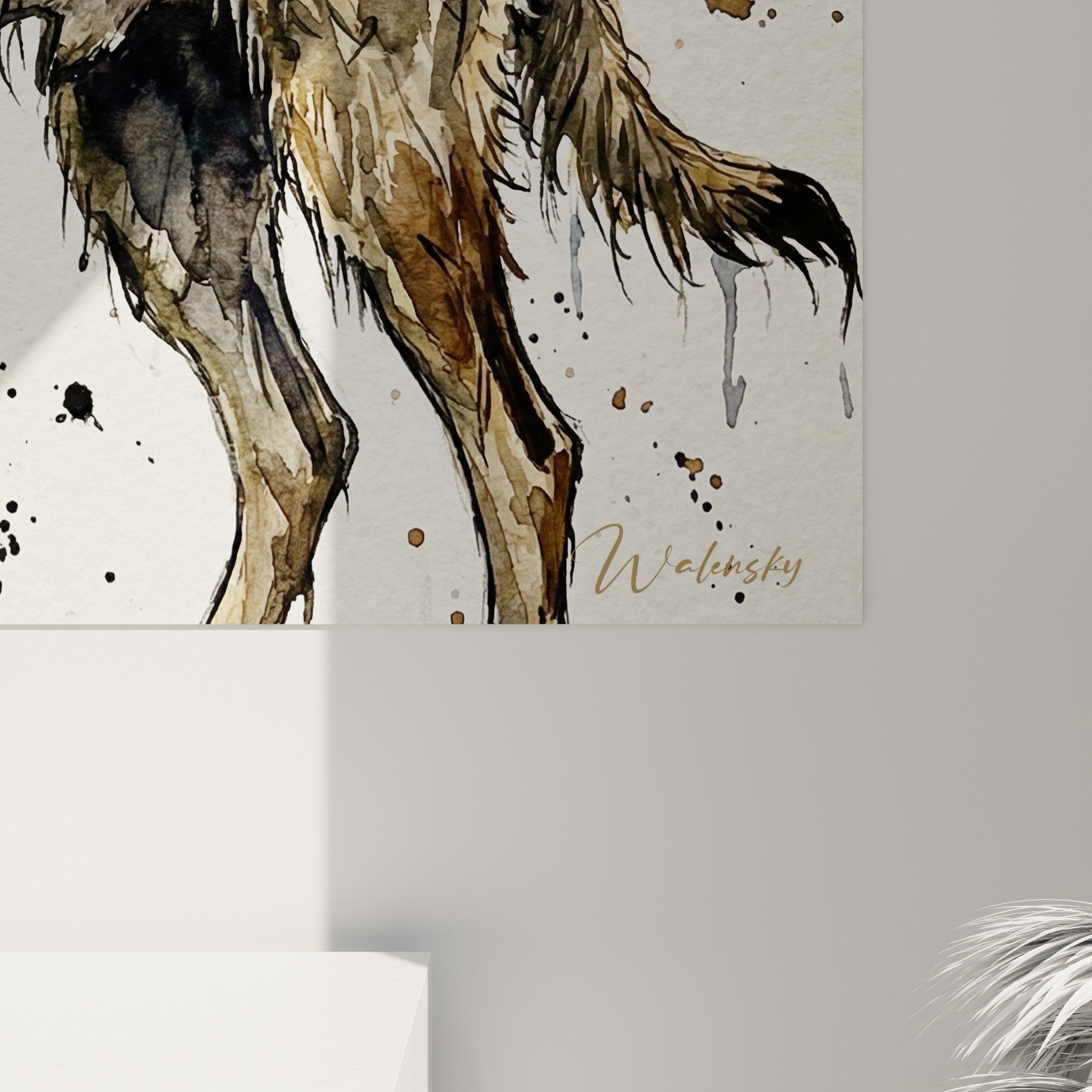 Vue ensemble tableau mural Berger Picard style aquarelle décoratif intérieur moderne tons beiges