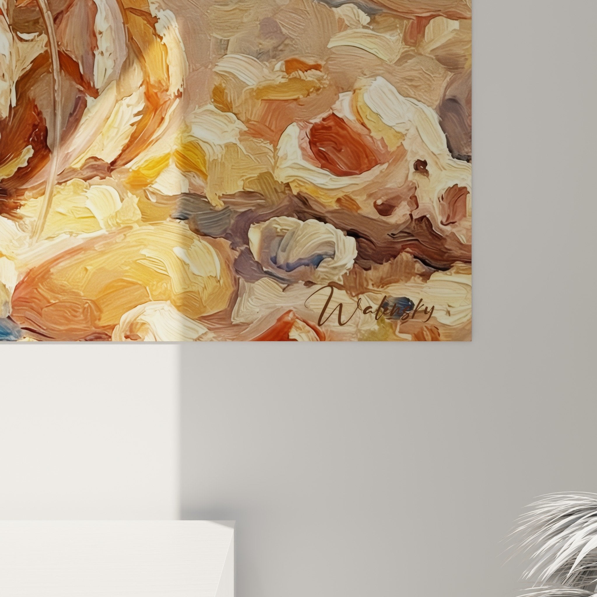 Vue ensemble tableau bernard-l'hermite coquille orange corail décoration murale marine tons chauds