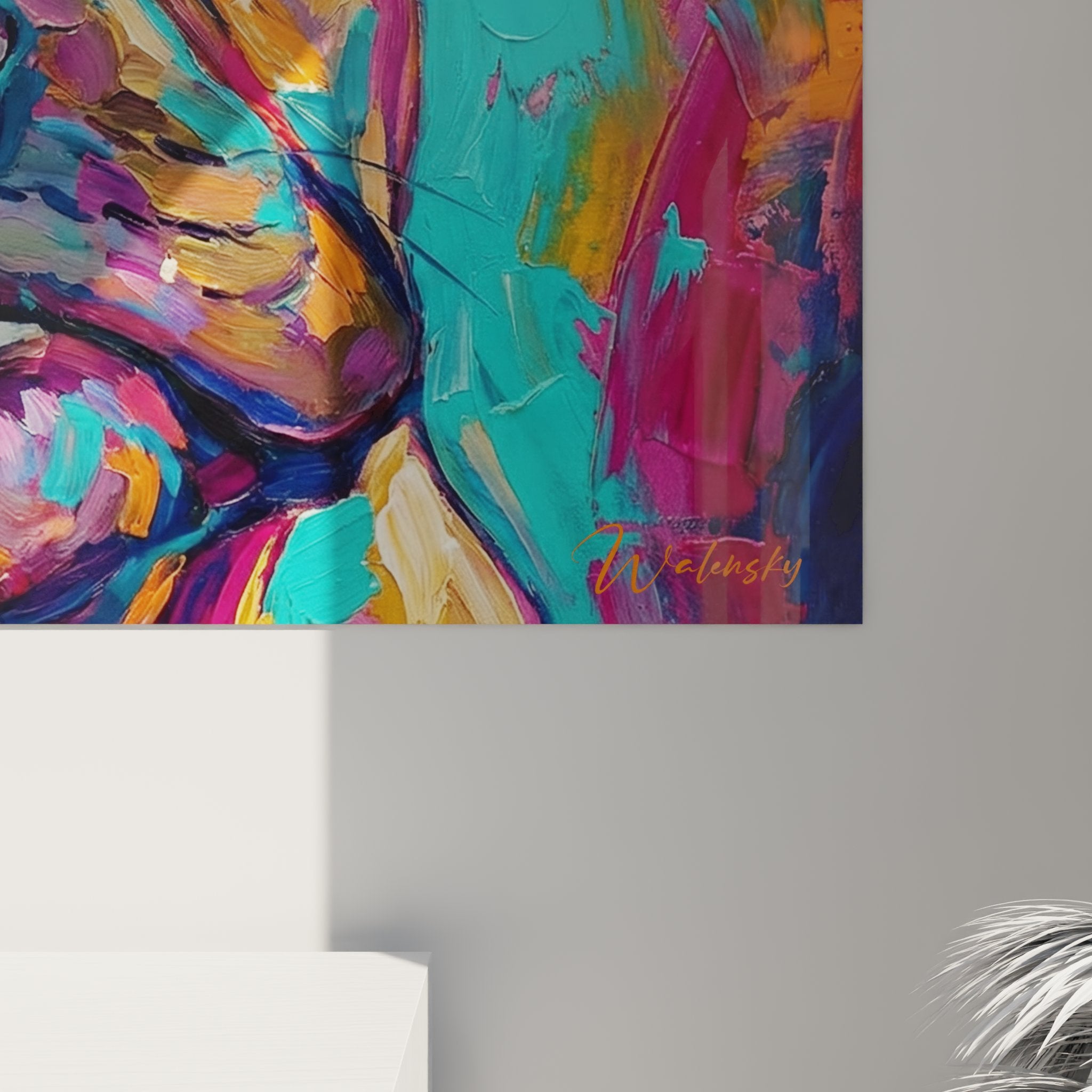 französische Bulldoggen Portrait farbenfrohe Kunstwand modernes Wandbild zeitgenössische Inneneinrichtung
