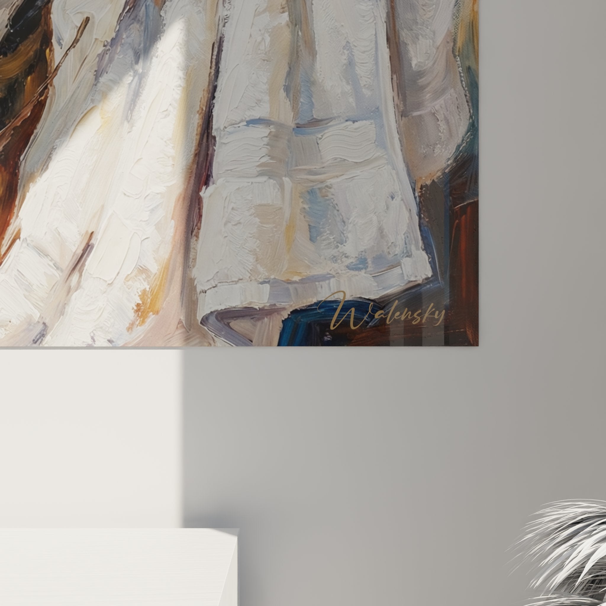 Gesamtansicht Französische Bulldogge ruht auf weißen Laken Wandkunst moderne Hundekunst Dekoration