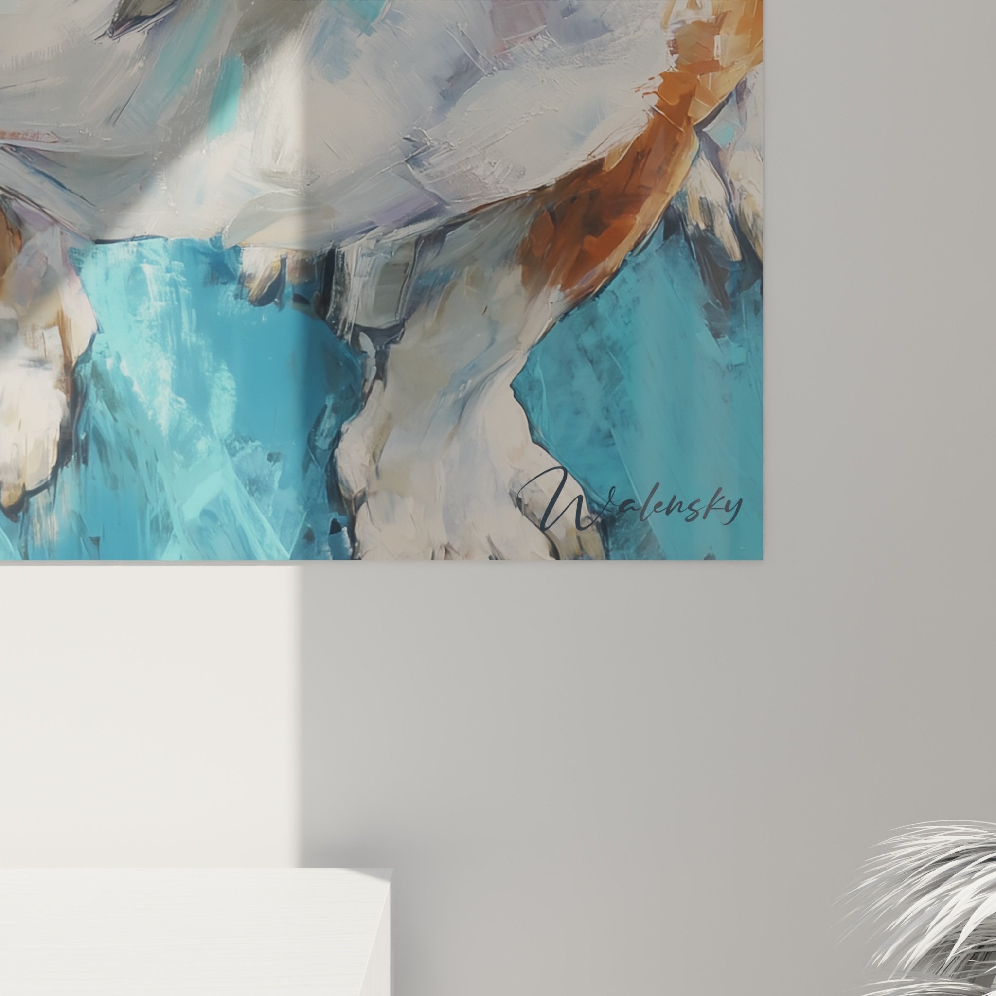 vue ensemble tableau bouledogue joyeux mur blanc decoration interieur art canin moderne