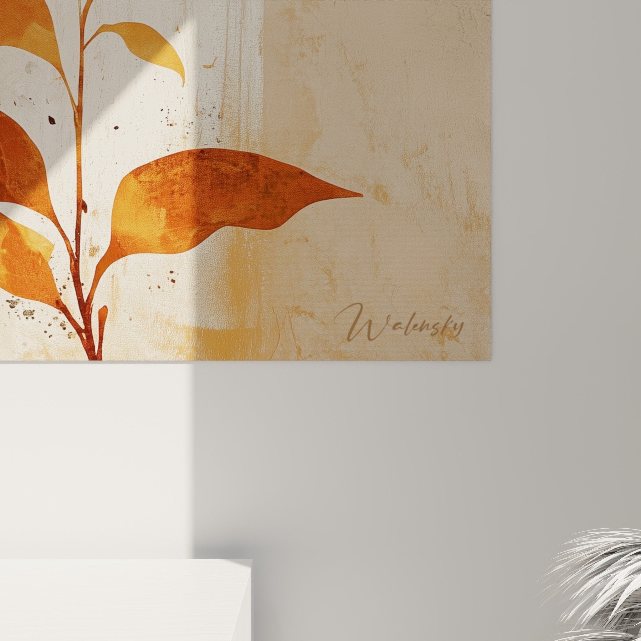 Tableau Branche Dorée Cercle Terracotta - Feng shui Centre