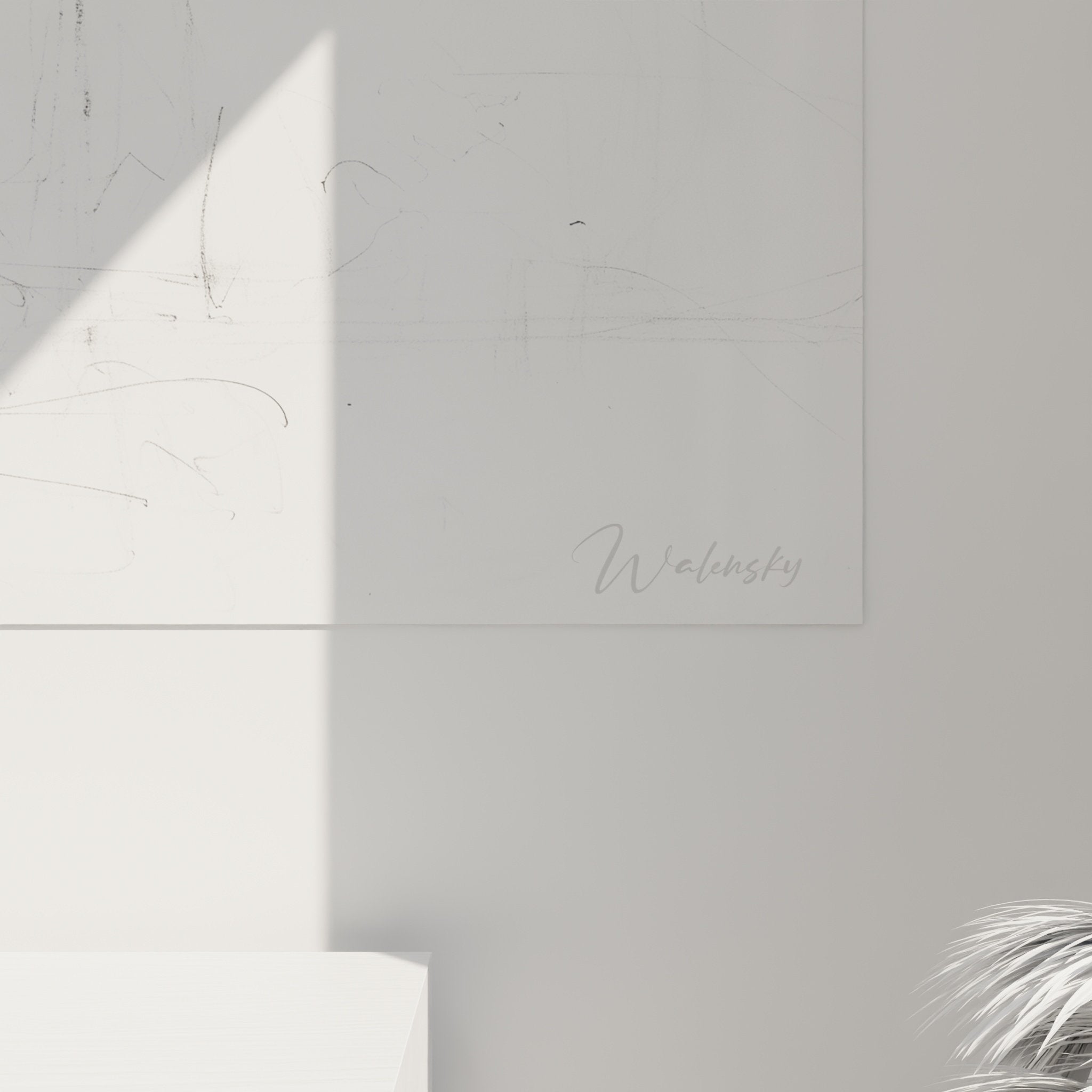 Vue ensemble tableau Bull Terrier esquisse crayon integration decoration interieur contemporain