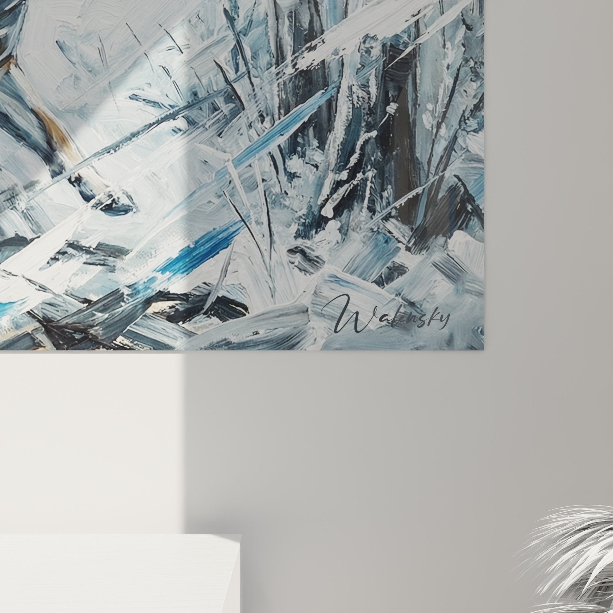 Vue ensemble tableau bullmastiff hivernal decoration interieur moderne art canin contemporain