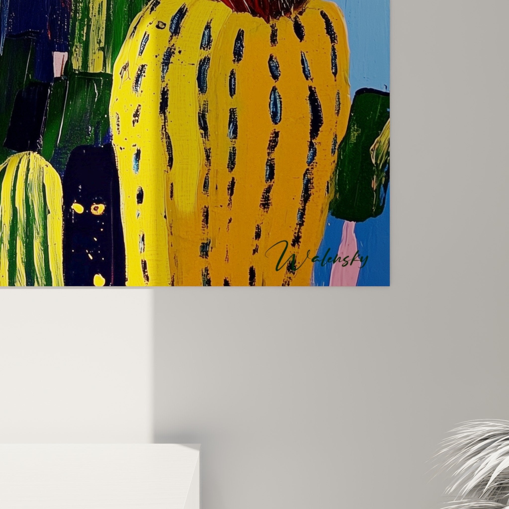 tableau cactus colore vue ensemble decoration interieure moderne style contemporain
