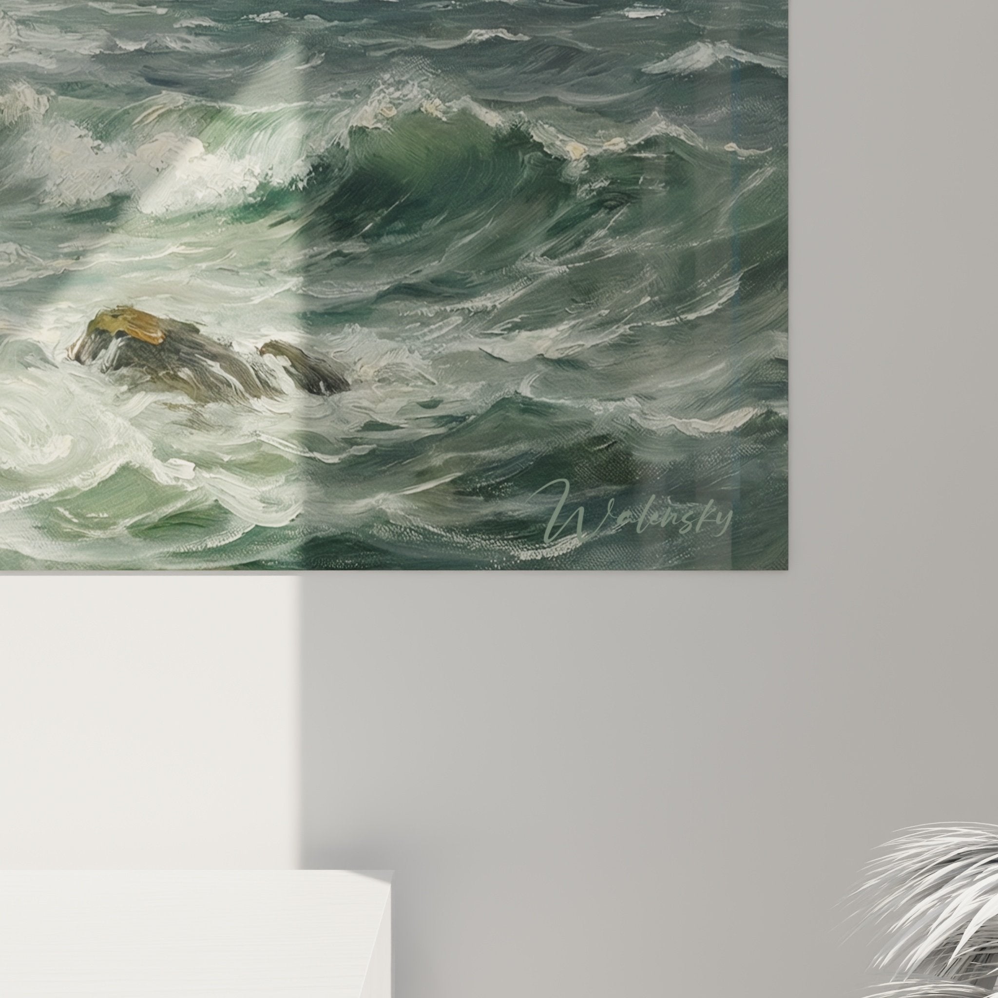 Vue ensemble tableau Cane Corso falaise océan décoration murale élégante
