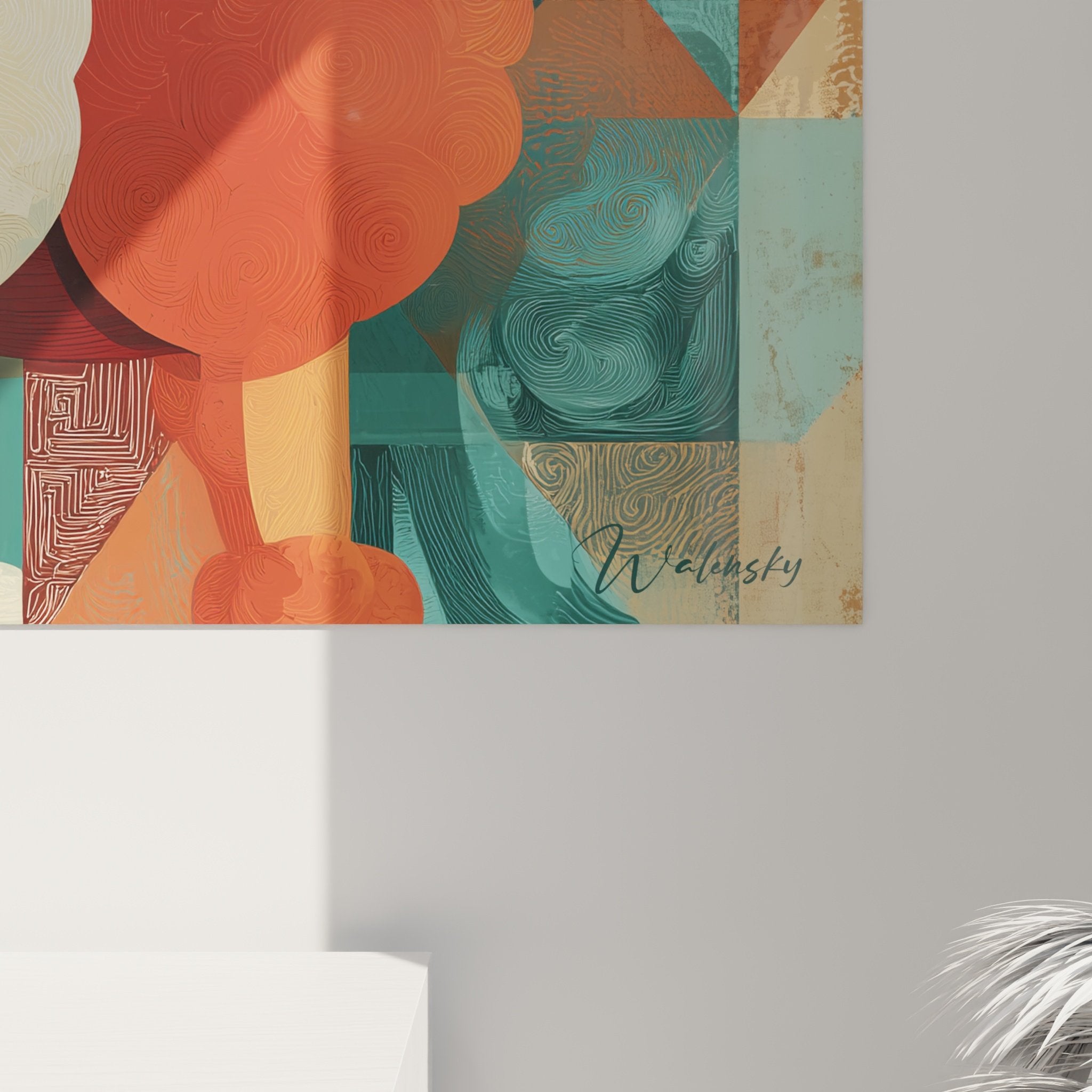 Vue ensemble tableau caniche moderne integration decoration interieur contemporain
