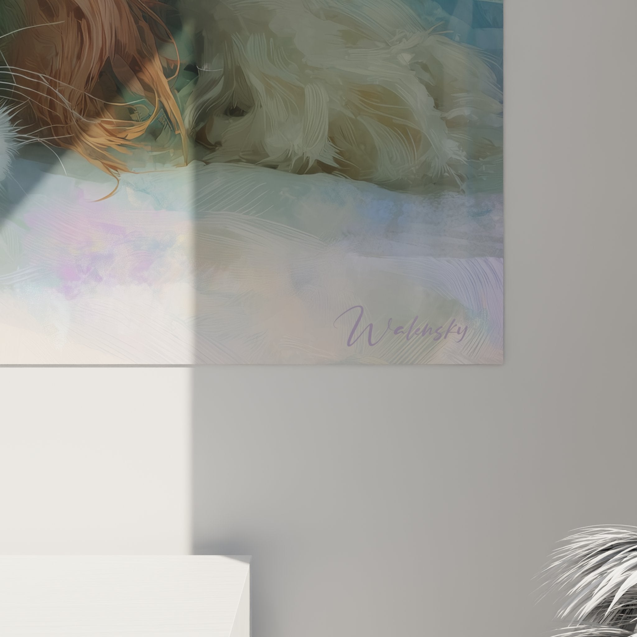 vue ensemble tableau cavalier king charles art animalier decoration interieure style artistique pastel