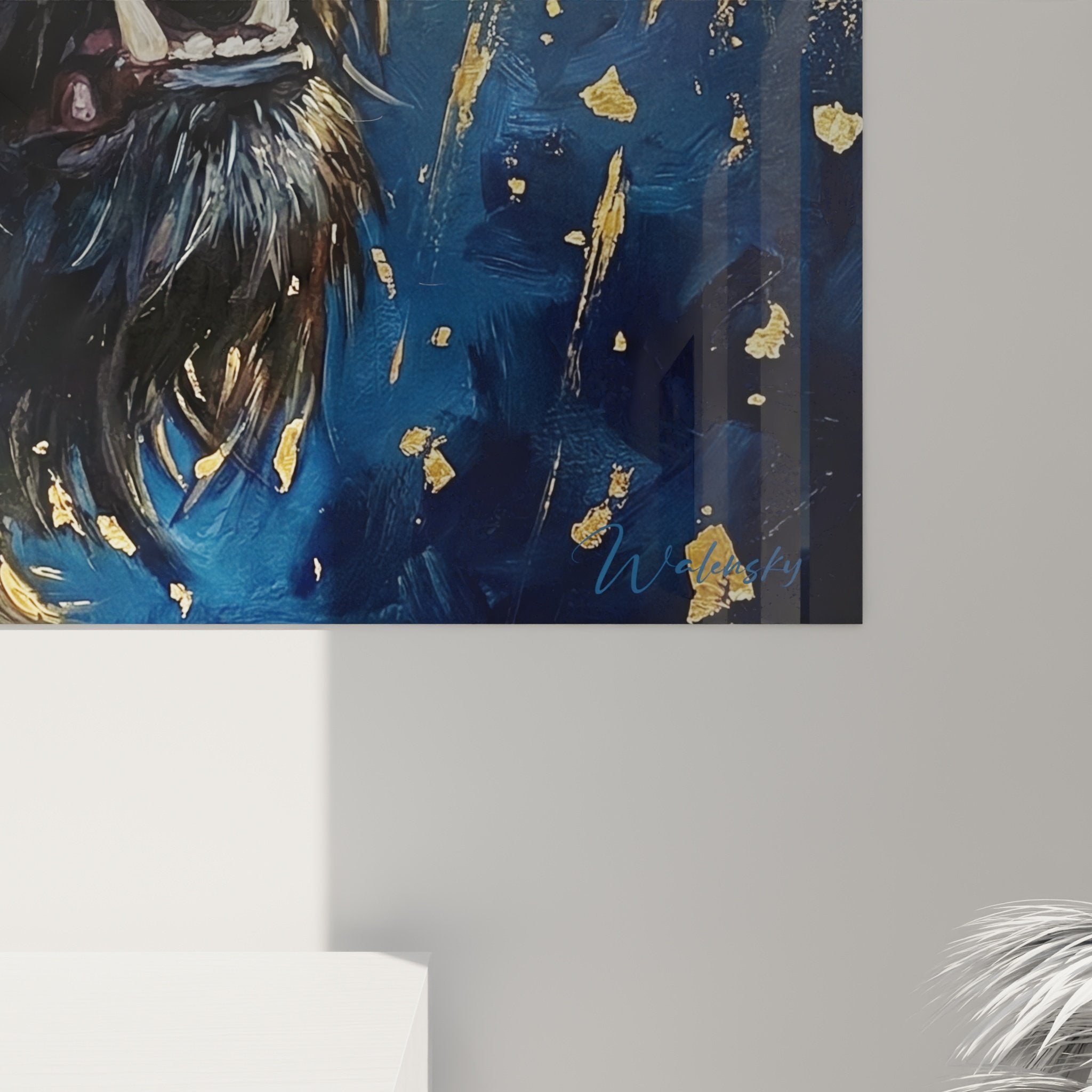 Vue ensemble tableau Scottish Terrier celebration nocturne feux artifice decoration murale salon