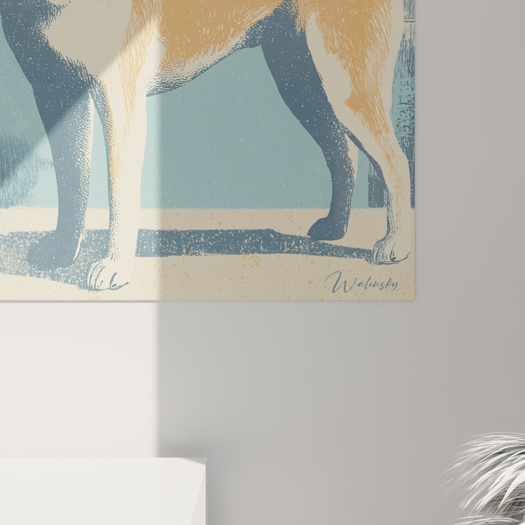 shiba inu garden oriental painting interior modern decor overview