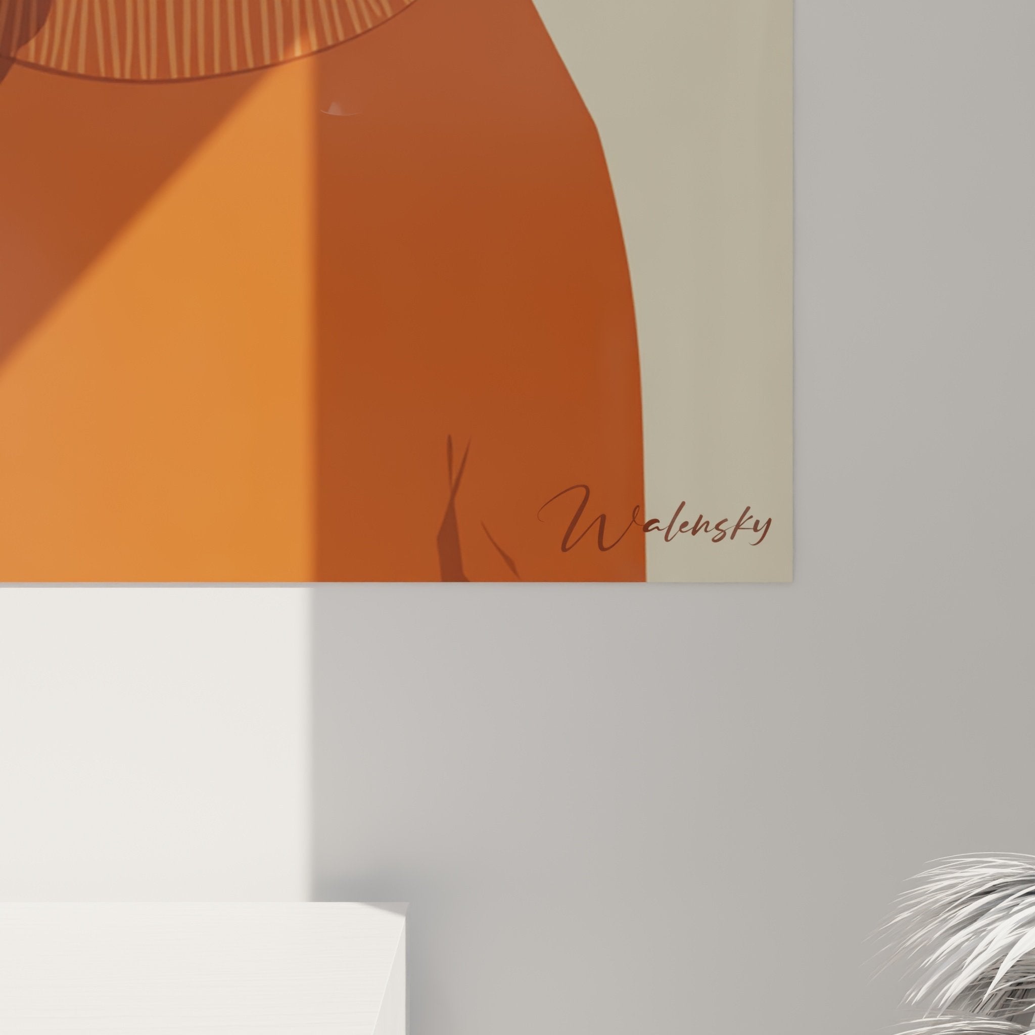 Vue ensemble tableau portrait chien stylise pull orange decoration interieur moderne Springer Anglais