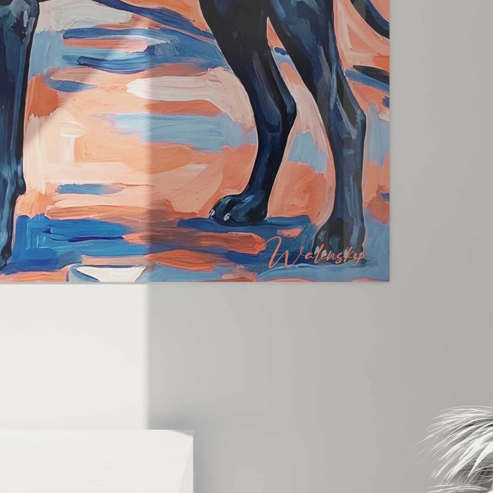 Vue ensemble tableau chiens paysage expressionniste décoration murale art Fox Terrier