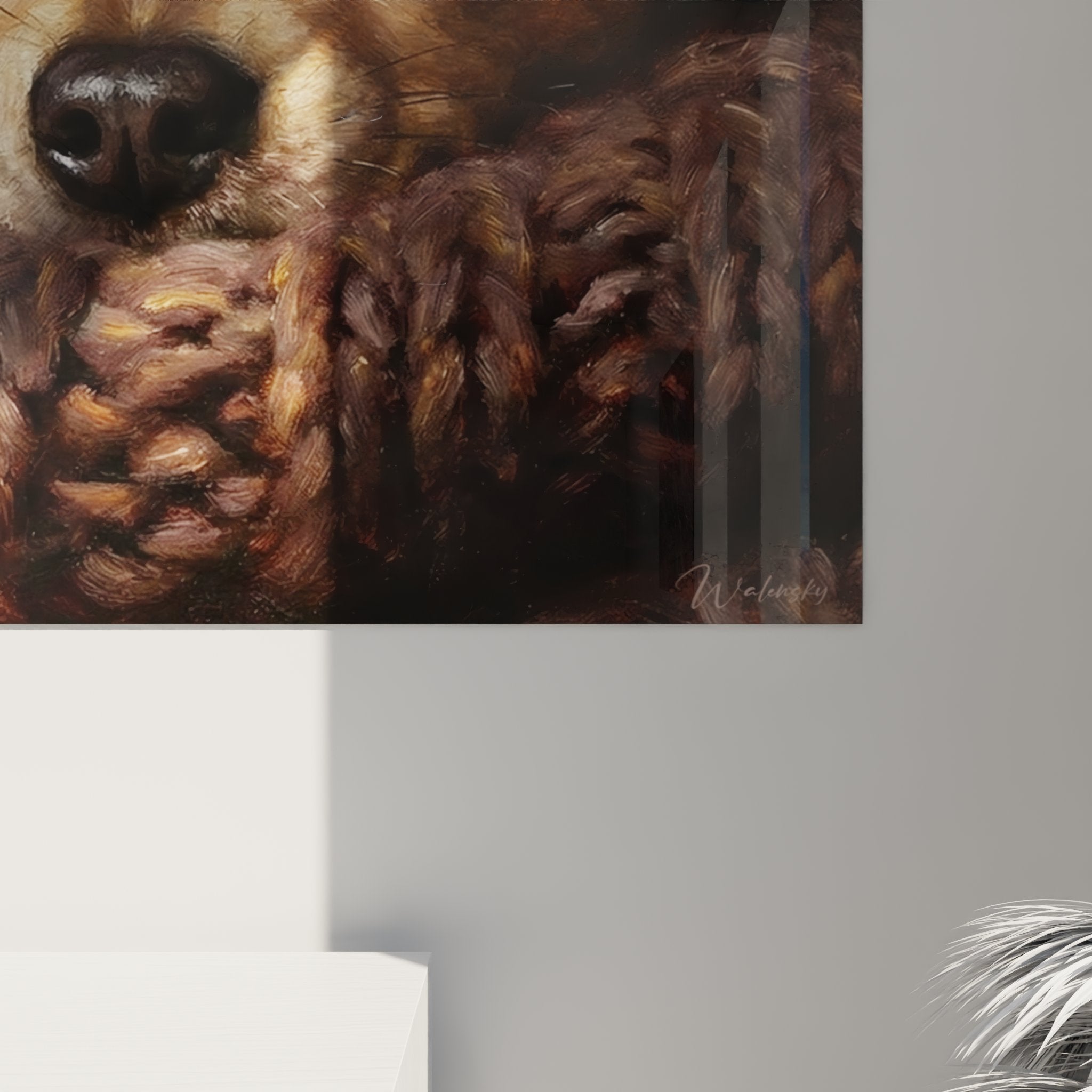 Vue ensemble tableau chihuahua emmitouflé décoration murale art contemporain animalier tendre