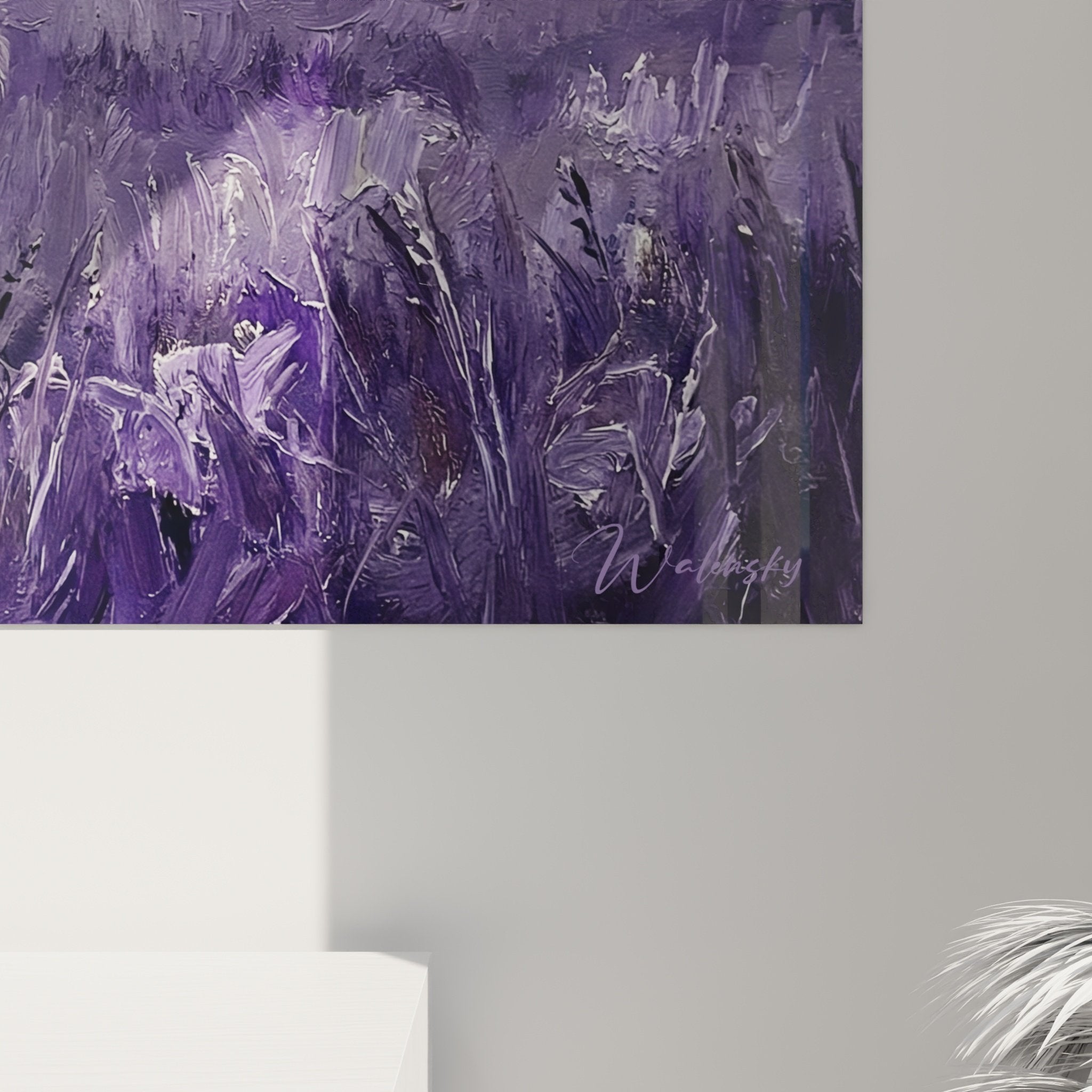 Gesamtansicht Englischer Cocker Gemälde monochromatische violette Palette