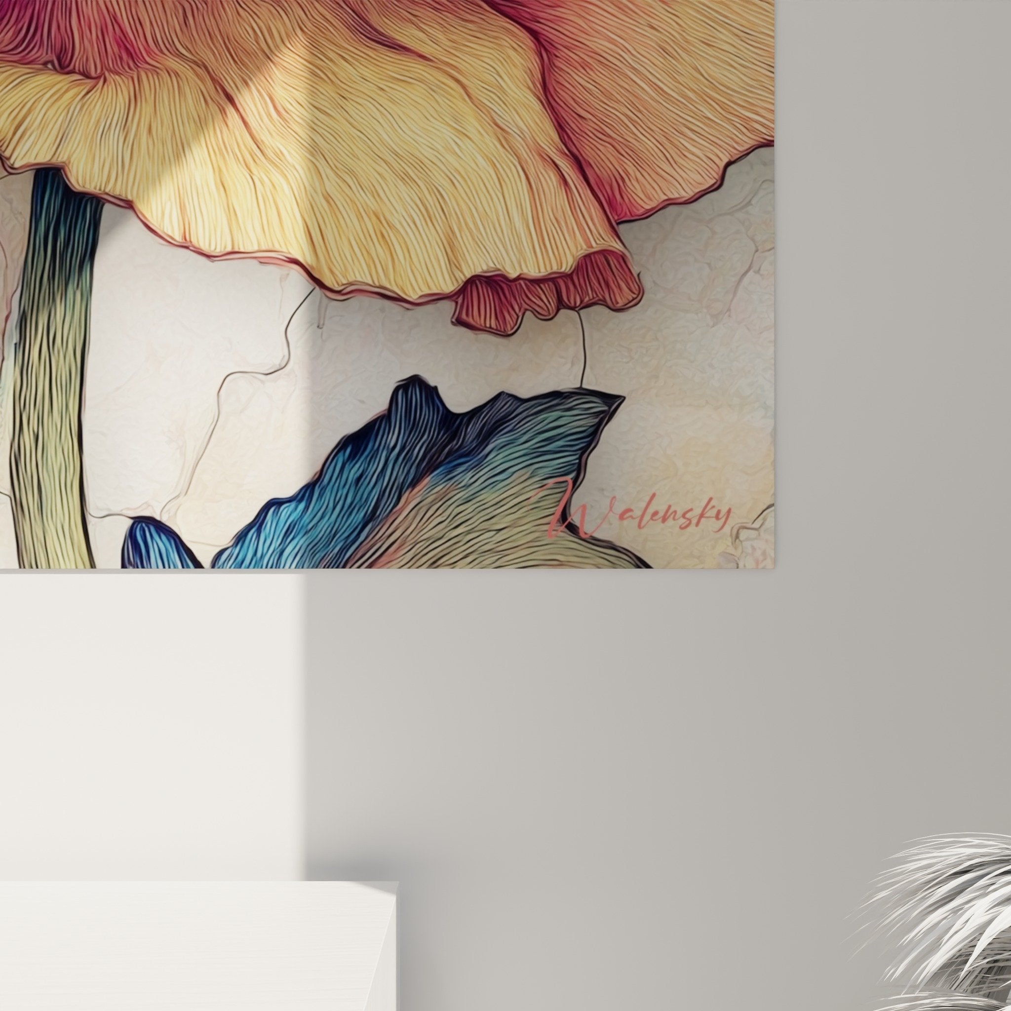 overview poppy triptych orange blue gold wall art contemporary floral decoration