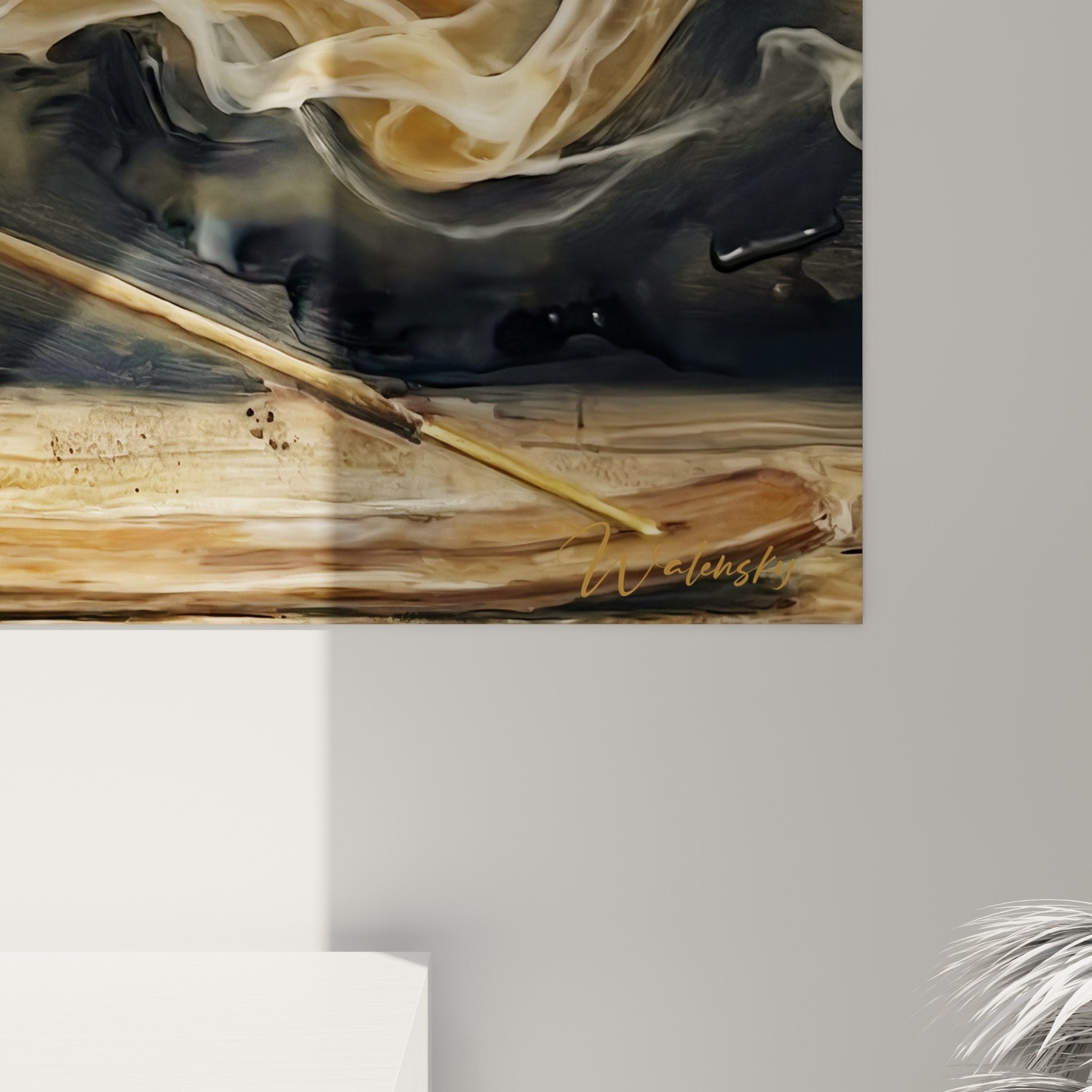 Incense wall art living room spiritual mural decoration zen atmosphere meditation