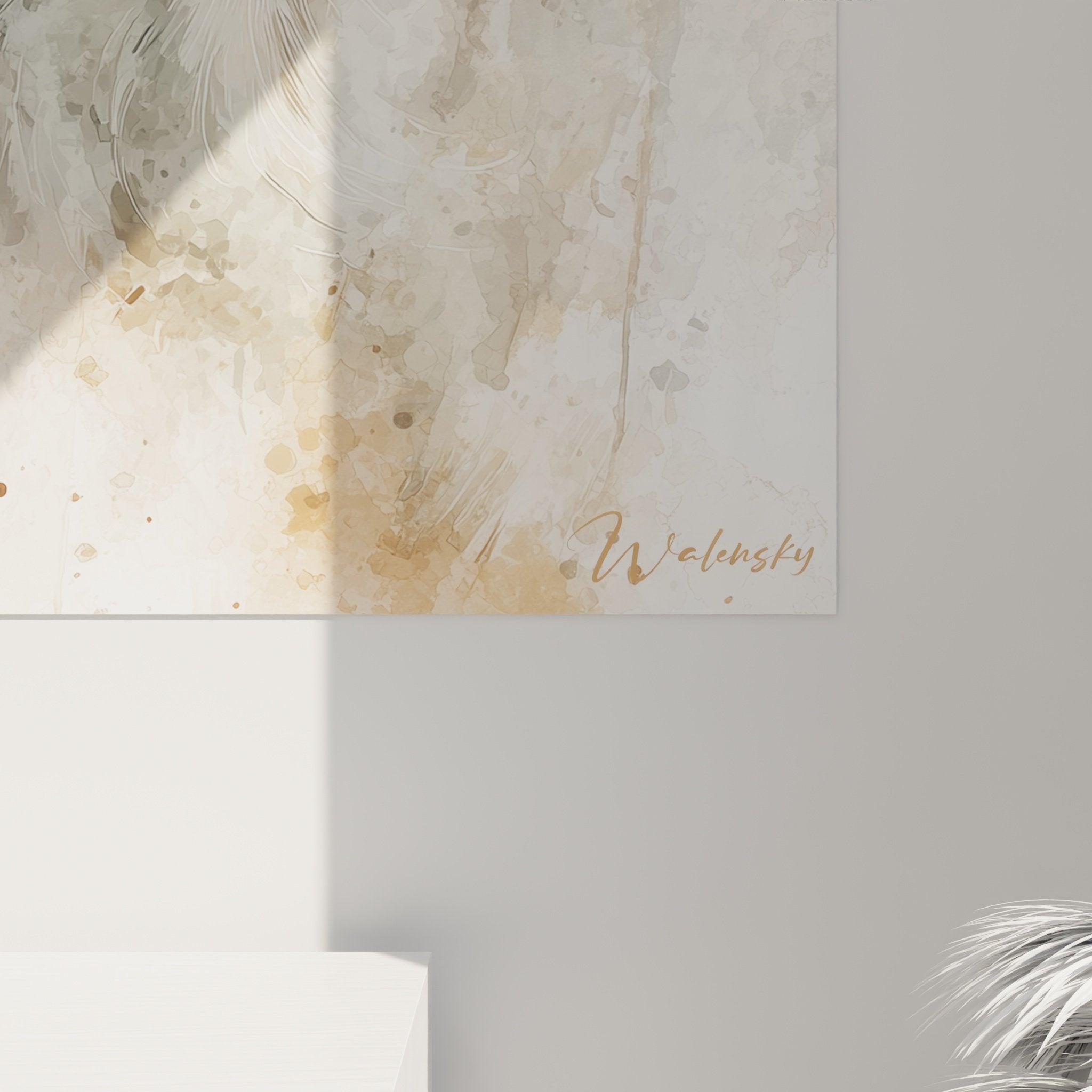 Gesamtansicht Gemälde Bretonischer Spaniel Aquarell Innendekoration moderner künstlerischer Stil natürliche Töne