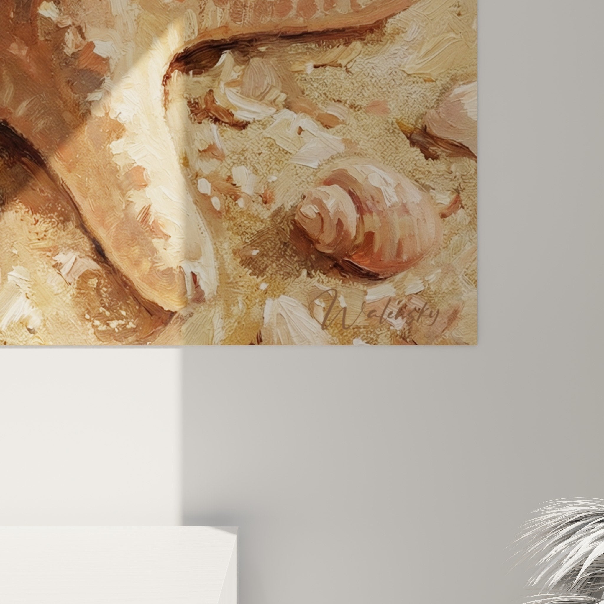 Gesamtansicht Seestern-Gemälde beige ocker Innenraum-Dekoration natürlicher maritimer Stil