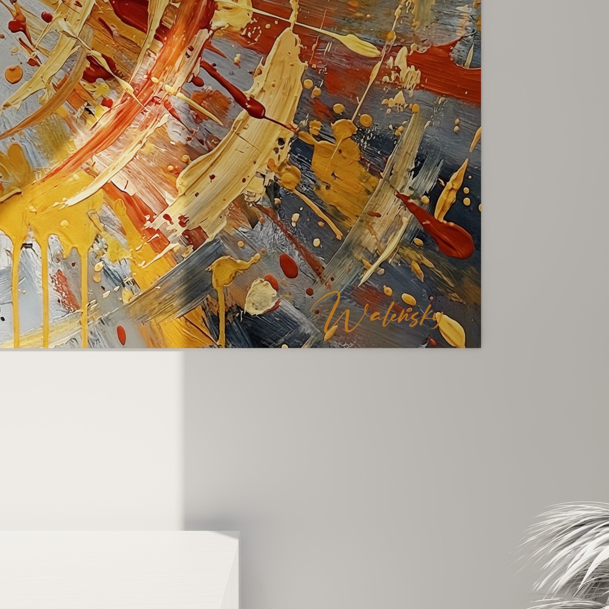 Full view falcon wall art modern interior decoration animal art warm tones ambiance