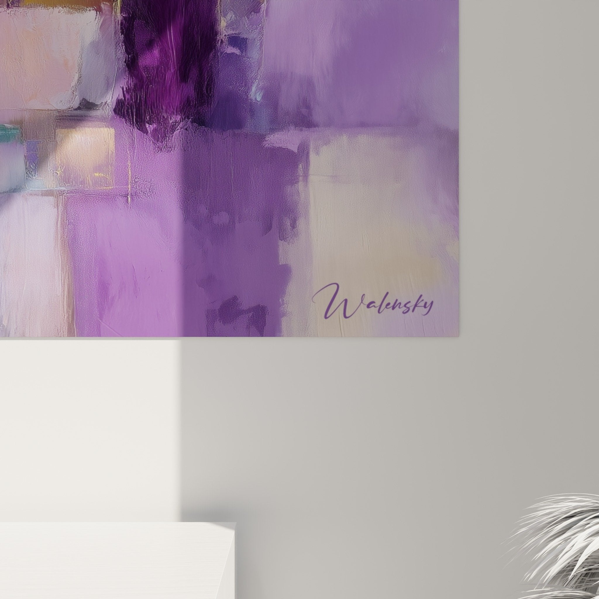 feng shui southeast wood abstract purple gold wall hanging