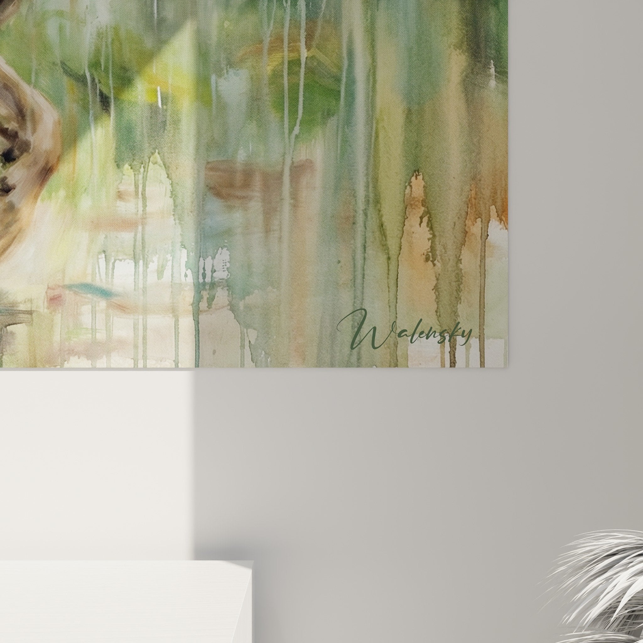 Fila Brasileiro painting overview rainforest green and russet palette wall art nature decoration