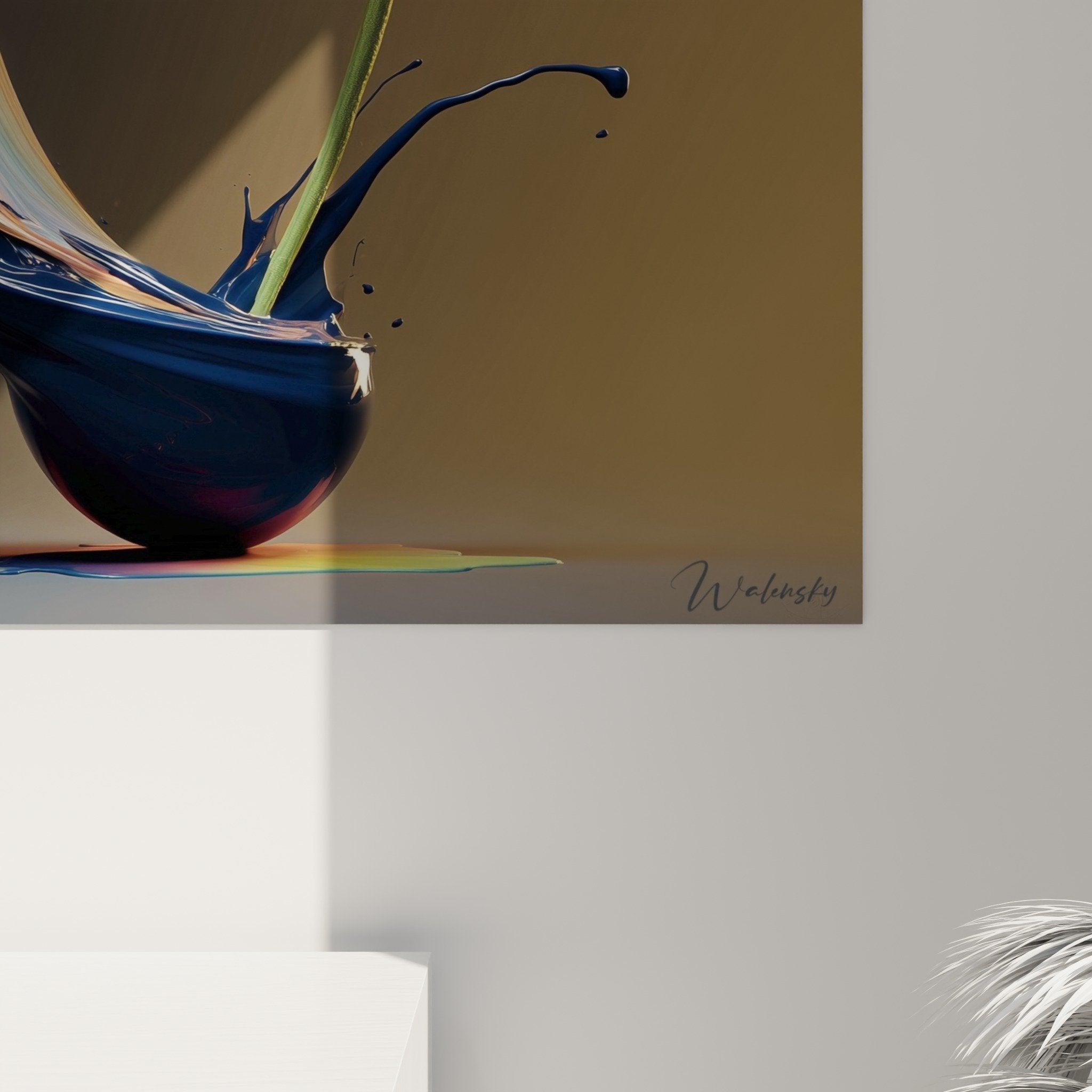 vue ensemble tableau fleur dynamique salon moderne decoration murale contemporaine ikebana
