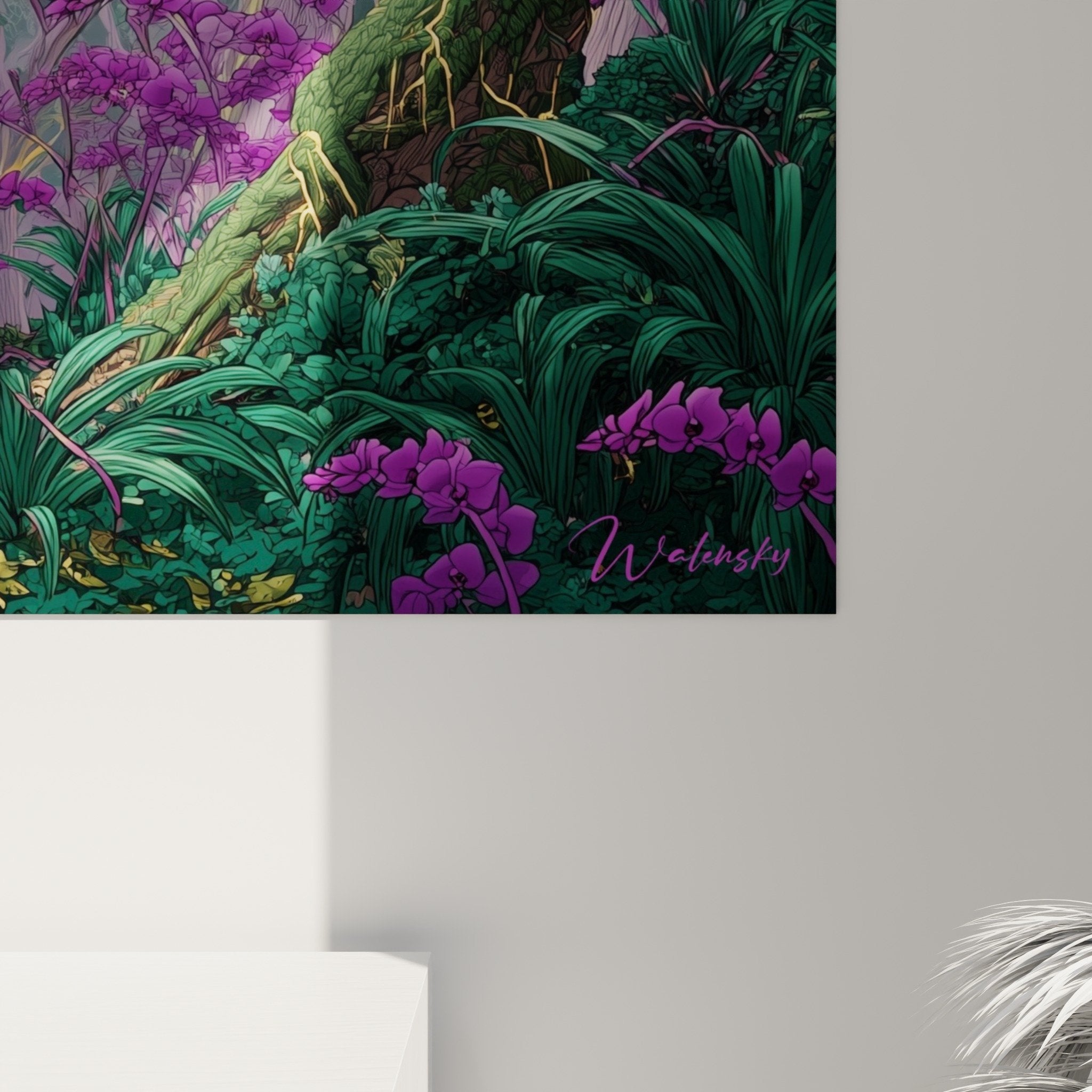 Overall view emerald and purple forest artwork wall decoration feng shui southeast wood nature