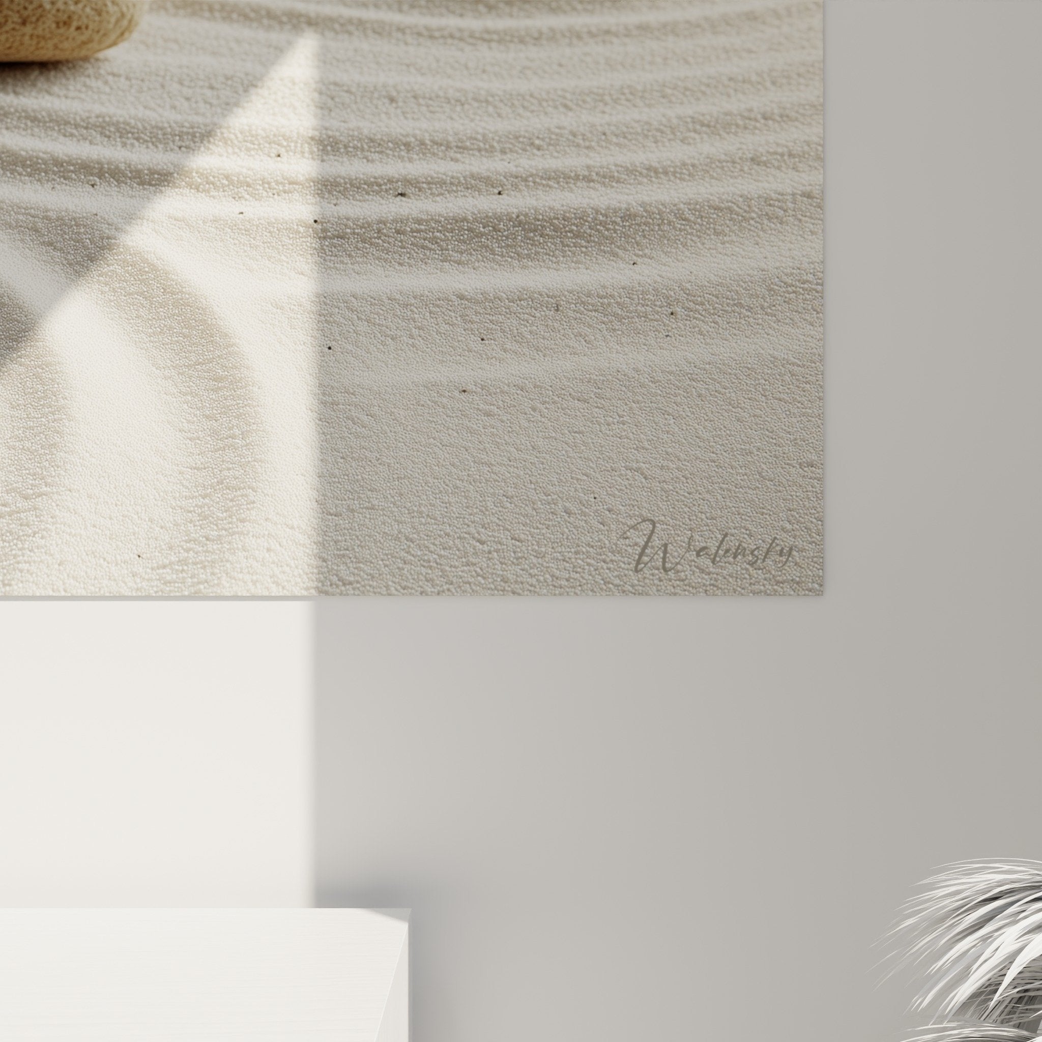 Vue ensemble tableau galets zen sable composition horizontale decoration murale naturelle