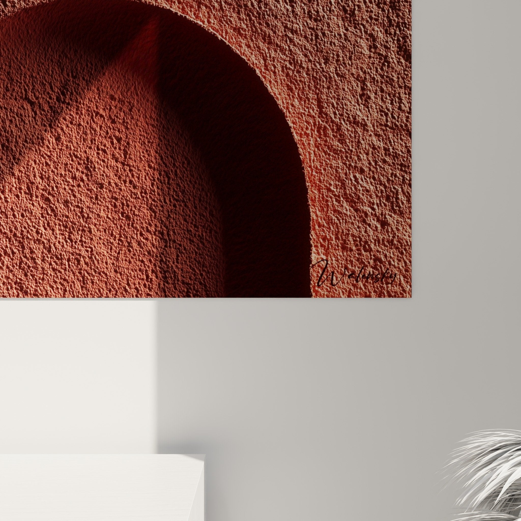 Vue ensemble tableau mural formes geometriques cercles terre de sienne decoration contemporaine zen
