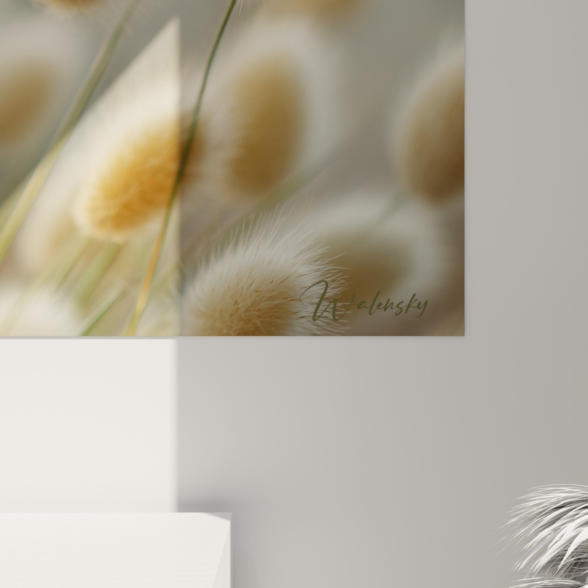 Complete view golden grasses artwork natural wall decoration beige wheat ears