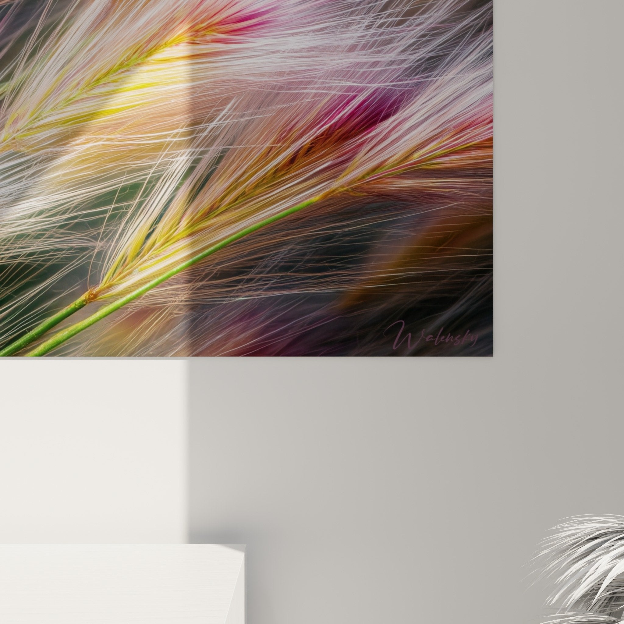 Vue ensemble tableau mural graminées épis colorés décoration intérieur moderne nature artistique