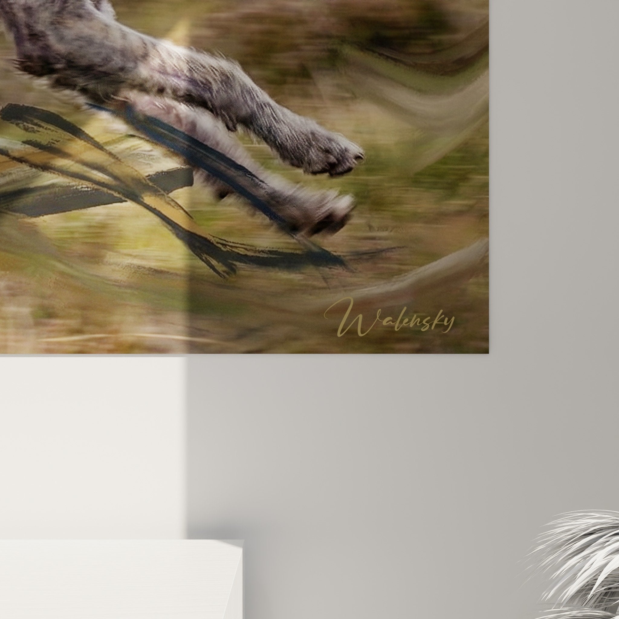 vue ensemble tableau irish wolfhound lande ecossaise decoration murale moderne