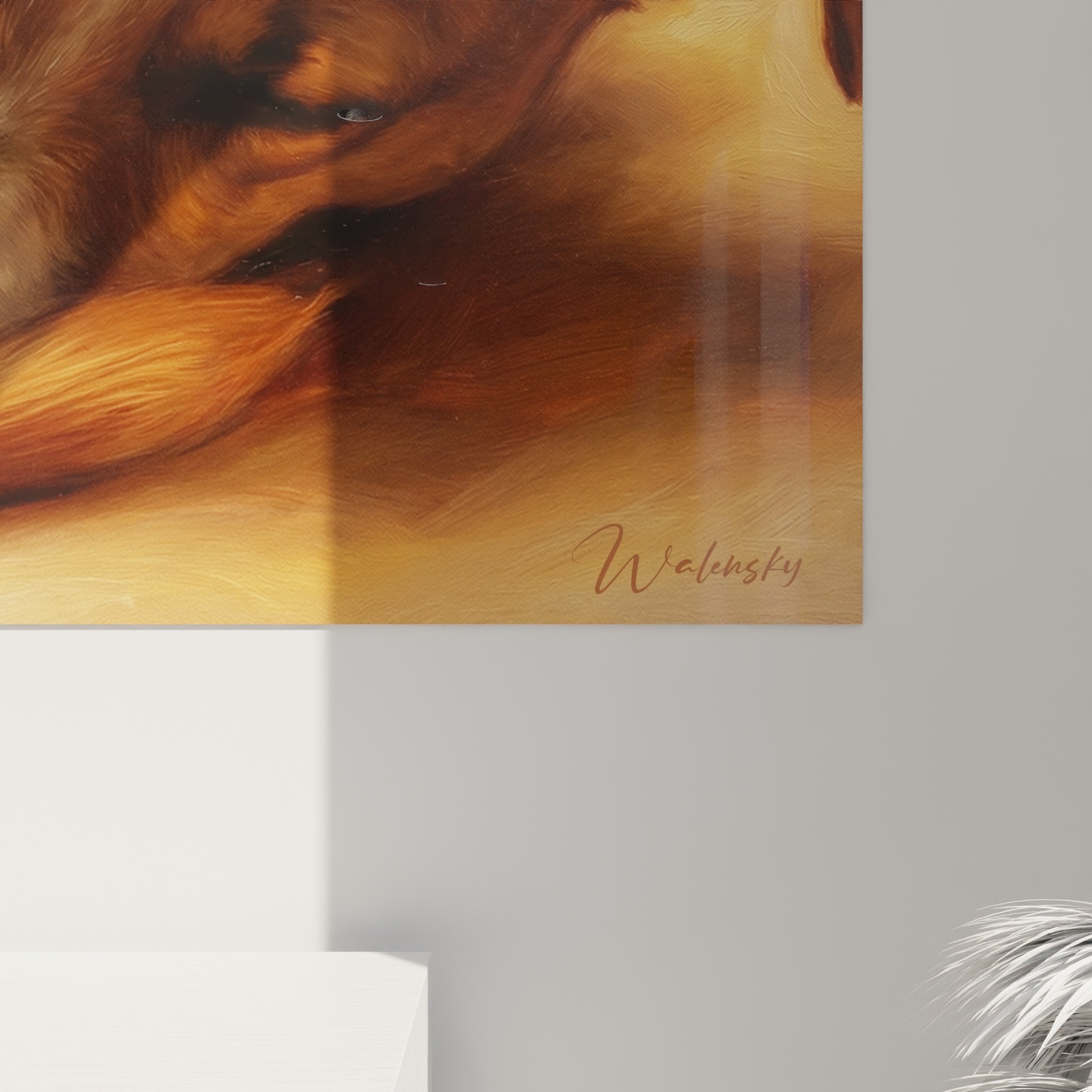 Vue ensemble tableau jack russell repos tons miel caramel decoration interieur chaleureux art canin