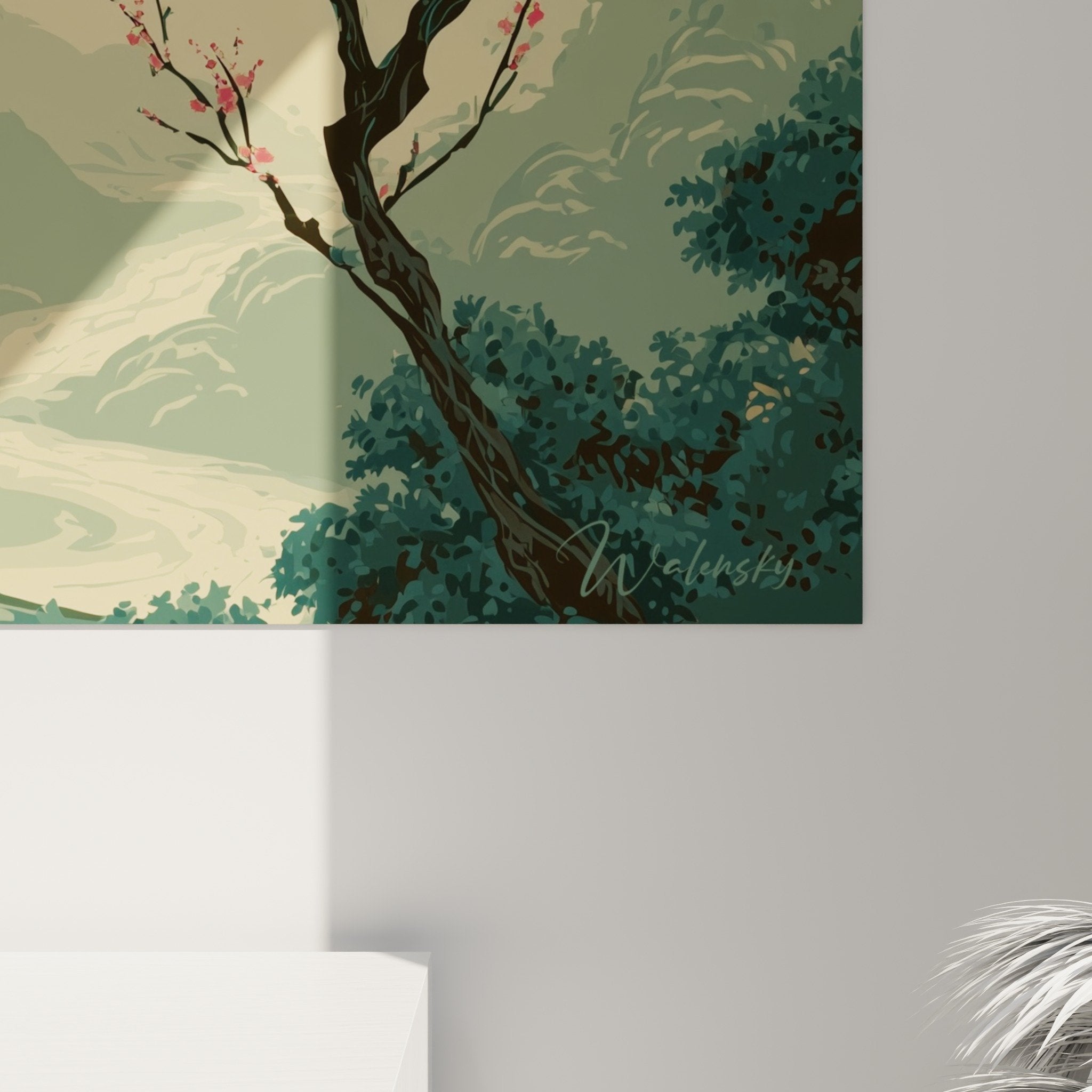 Vue ensemble tableau jardin japonais lanterne bambous atmosphere zen serenite orientale decoration