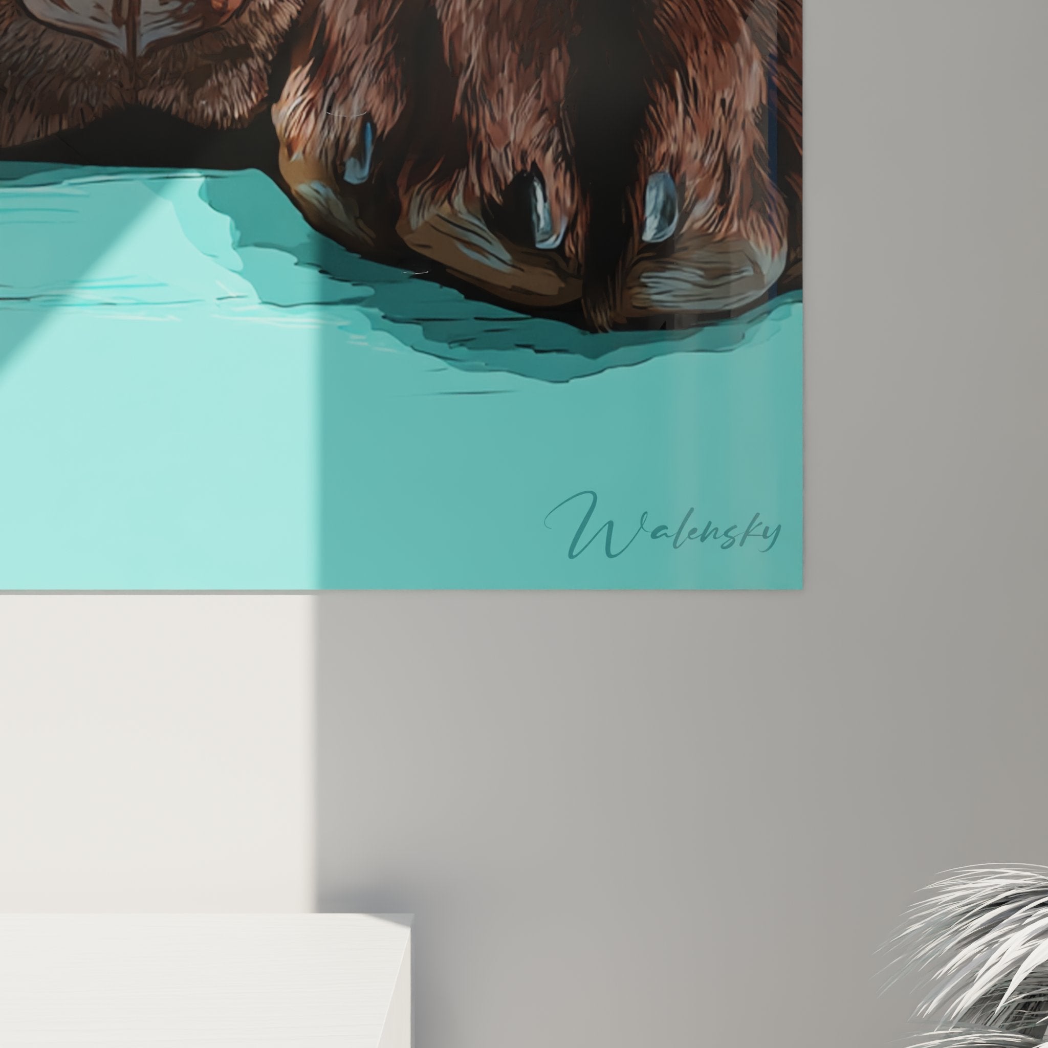 Gesamtansicht Labrador Retriever Gemälde mit türkisblauem Hintergrund modernes Hundekunstwerk