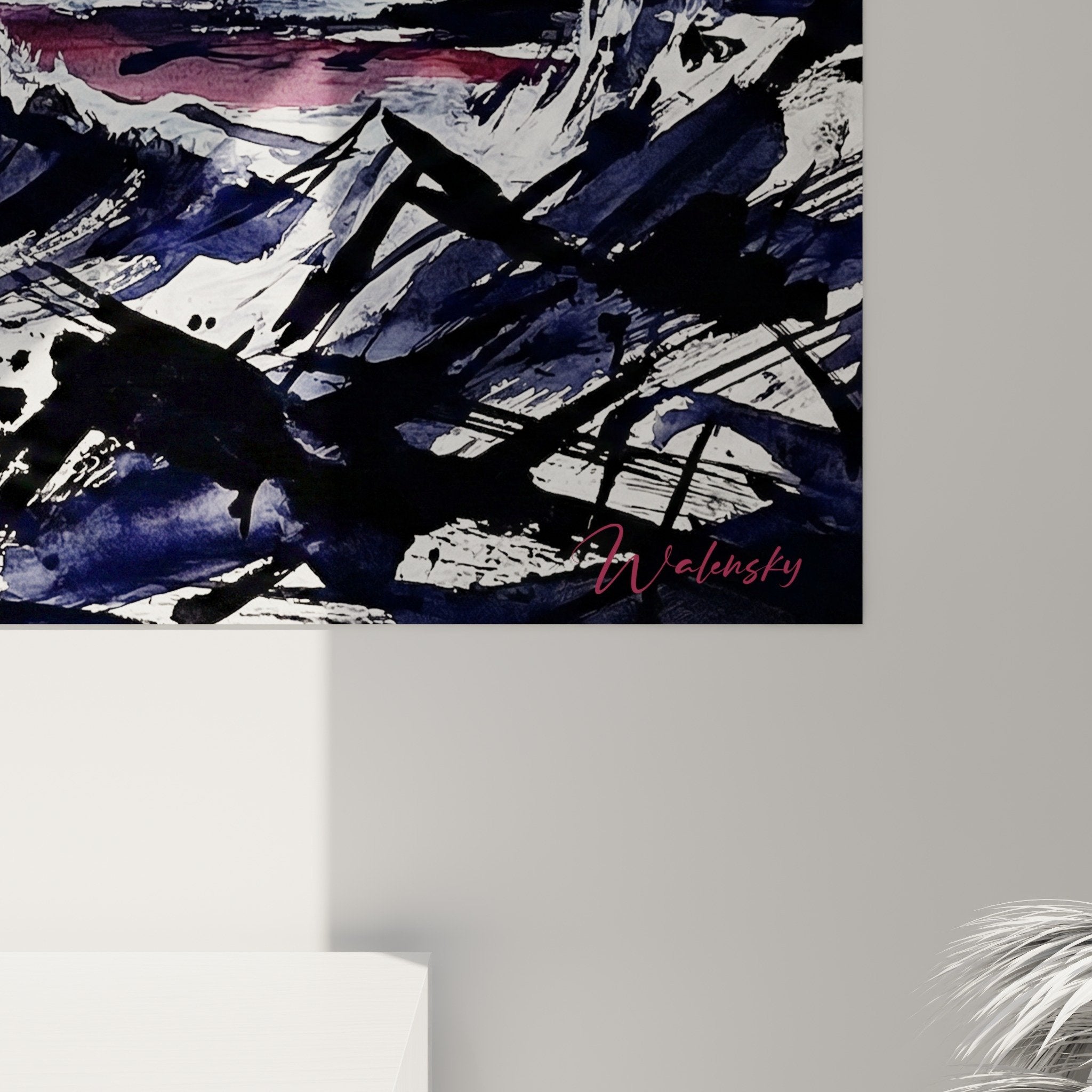 Vue ensemble tableau Landseer abstrait rouge noir composition dynamique art moderne