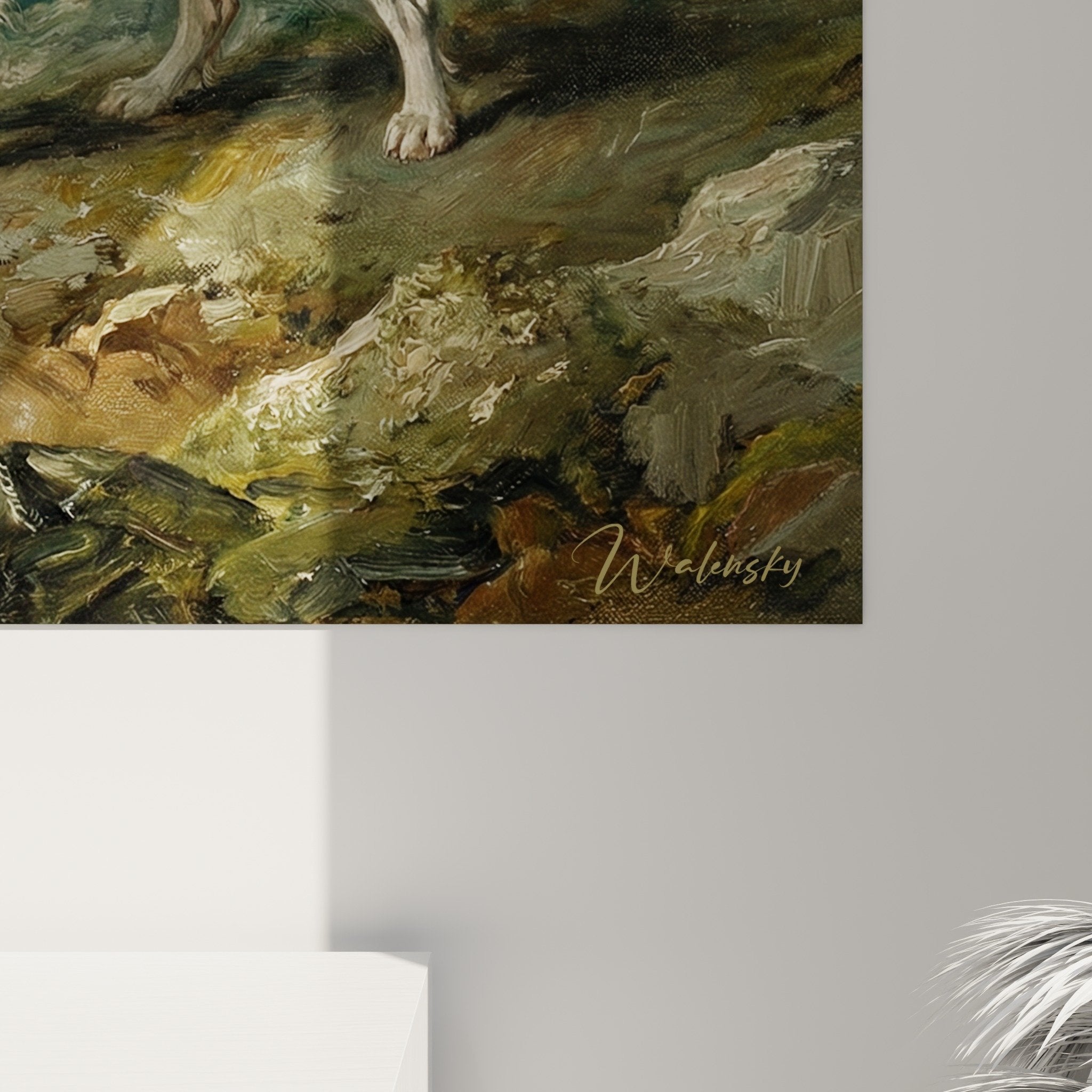 Full view Landseer heroes floods marine decor painting - Ocean storm wall art green tones