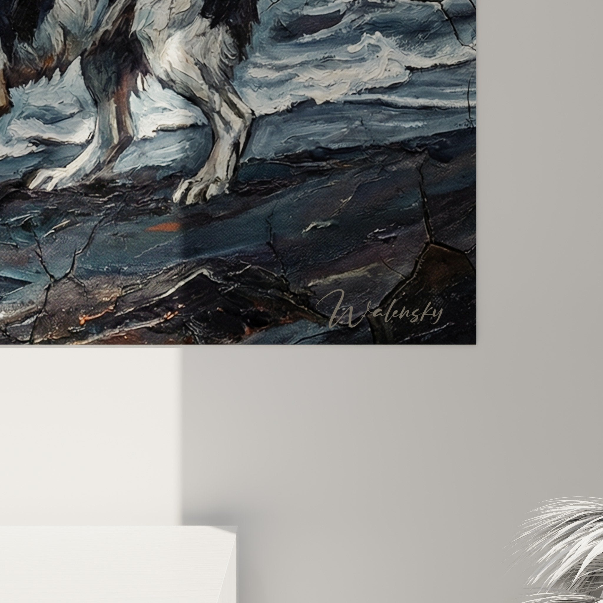Vue ensemble tableau Landseer drame maritime avec chien sauveteur, déco murale artistique