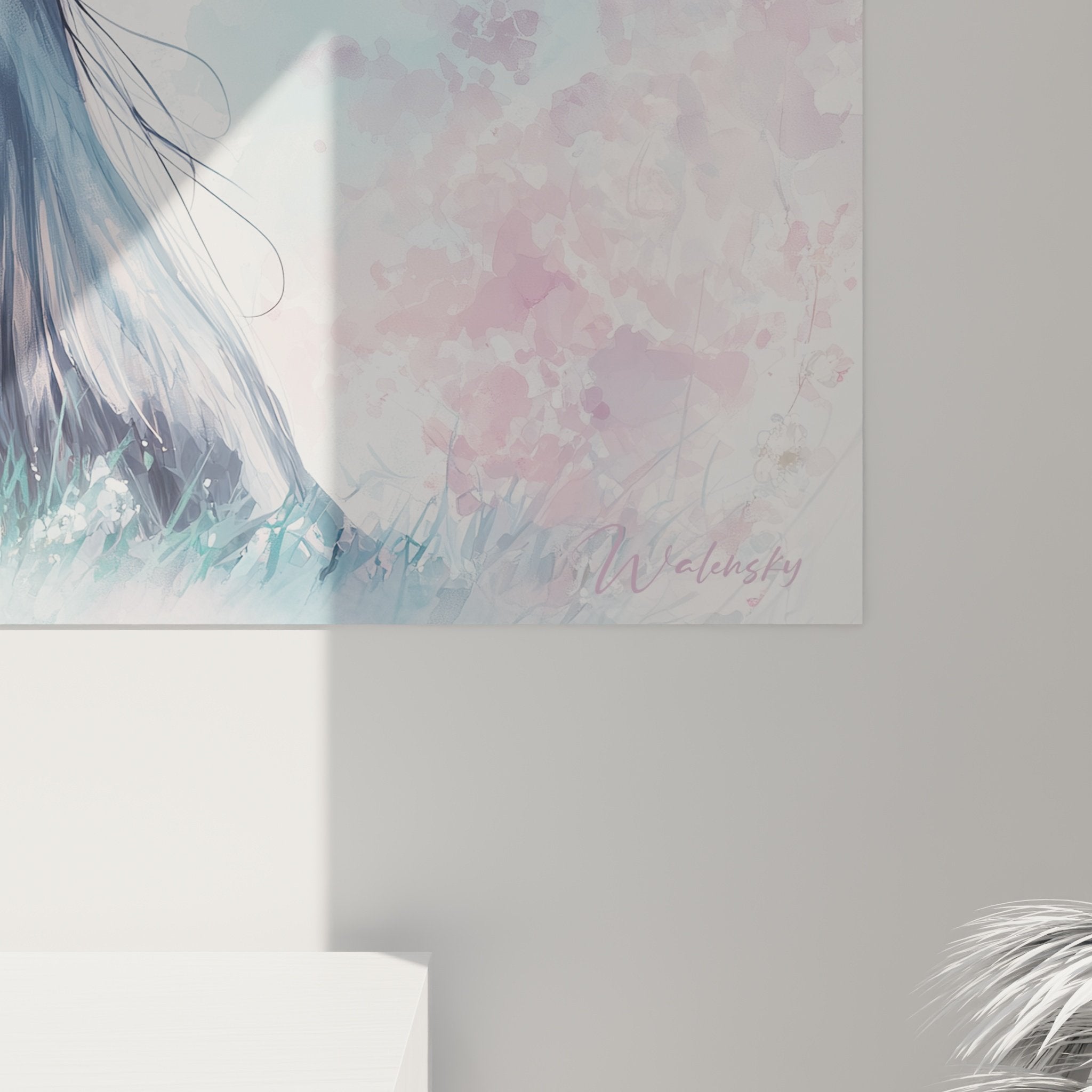 Vue ensemble tableau lévrier afghan aquarelle décoration murale art animalier pastel