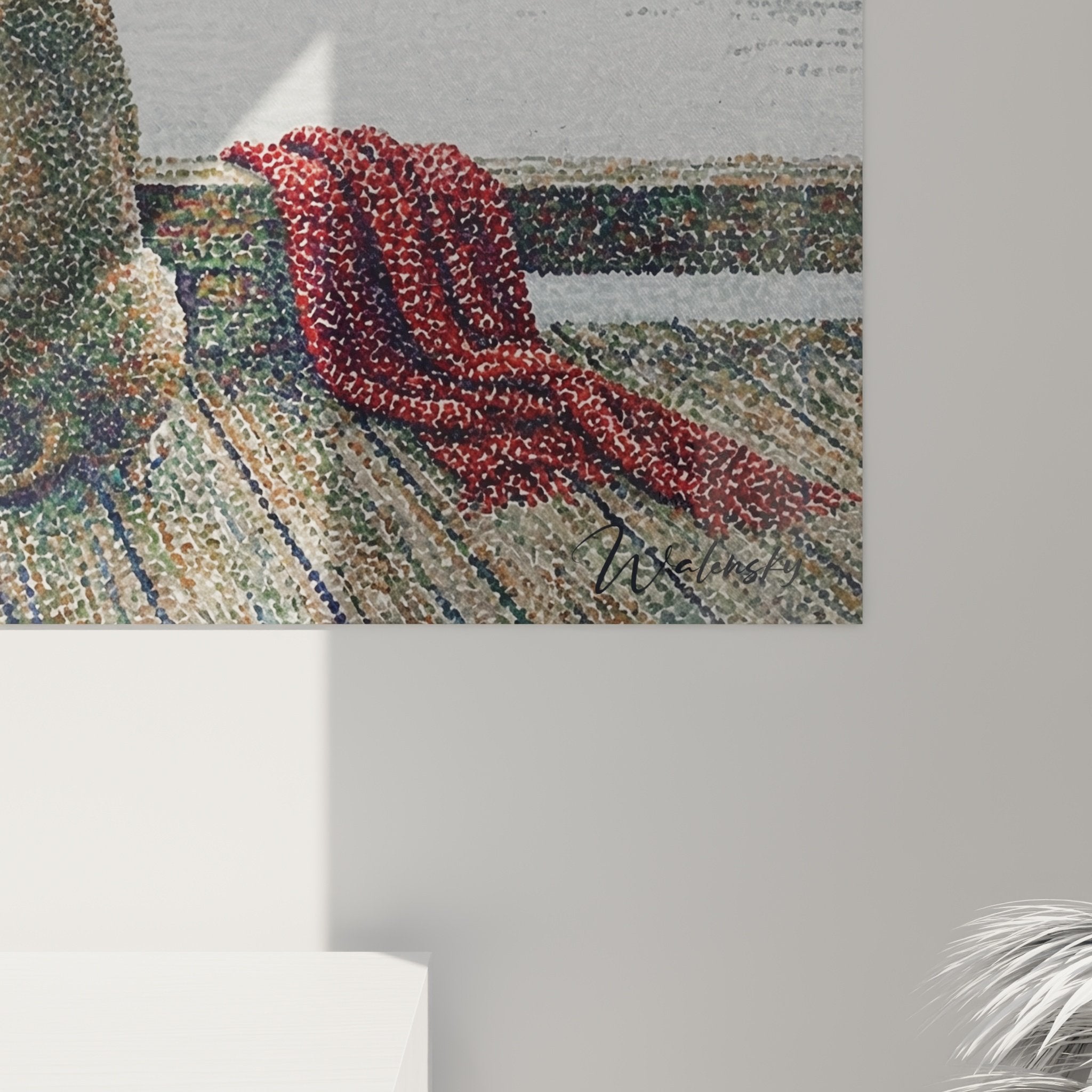 Vue ensemble tableau levrier greyhound scene maritime ponton bateau brume gris