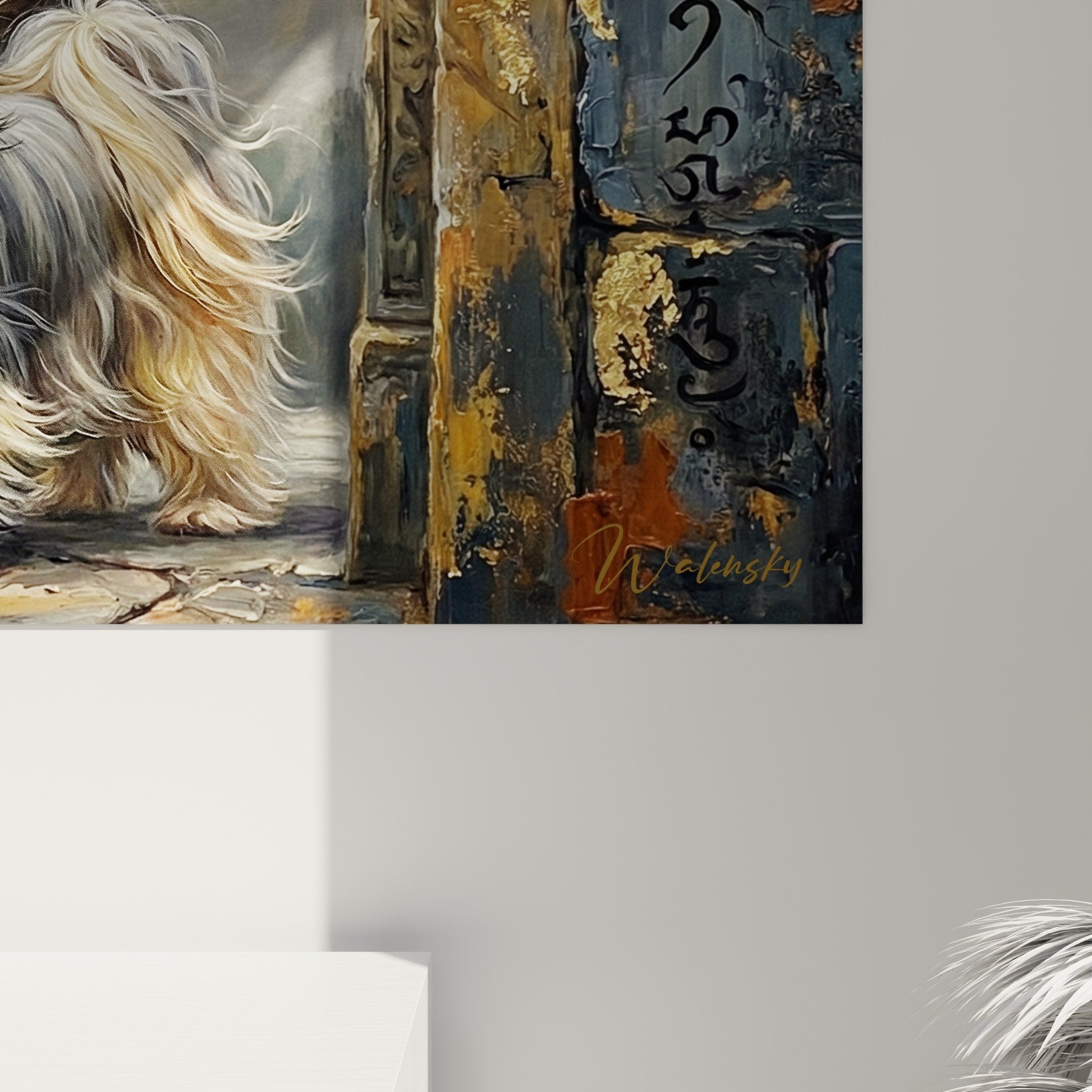 Vue ensemble tableau Lhassa Apso temple himalayen ruines architecture orientale paysage montagneux