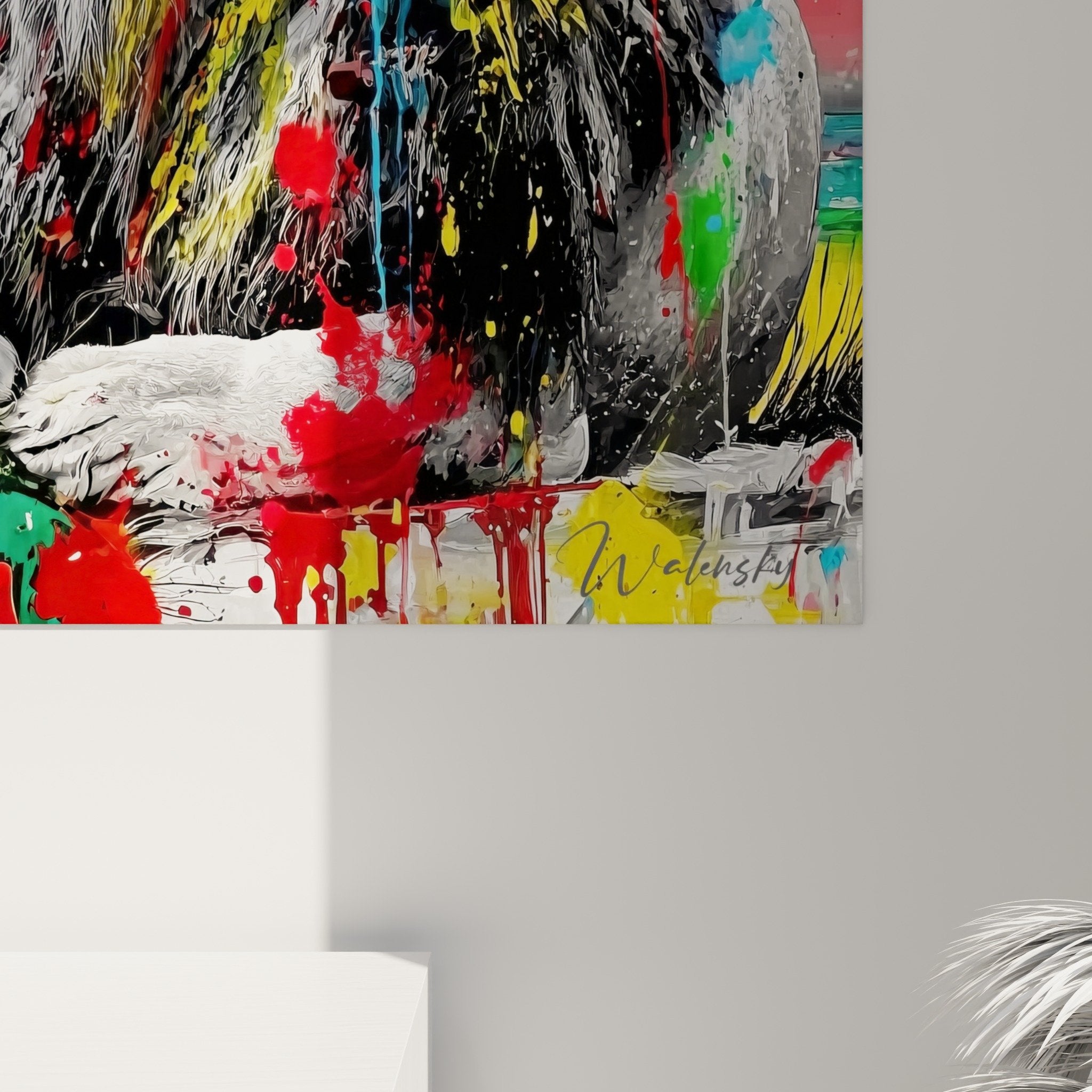 artistic lion painting with vibrant colors interior decoration modern home