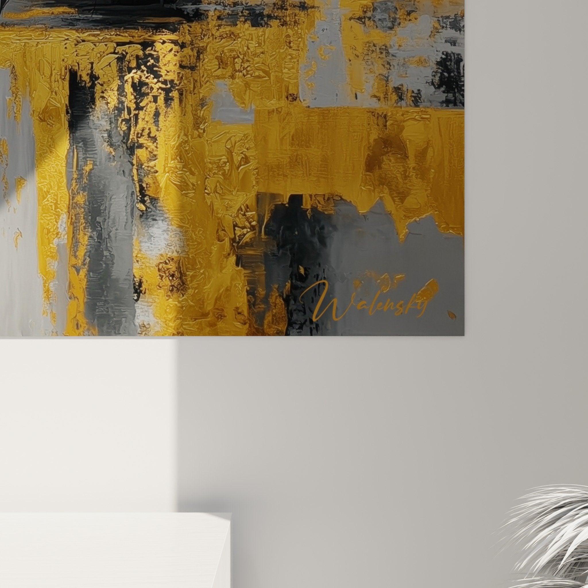 golden lion wall art living room interior modern decor full view