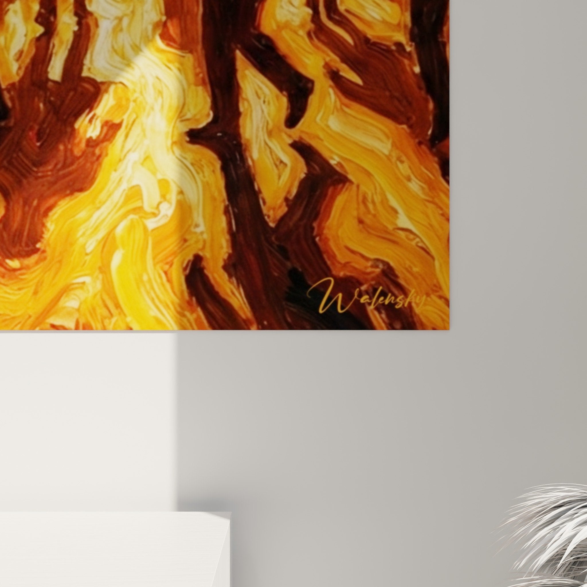 Vue ensemble tableau Manhattan lumiere doree decoration interieur moderne art urbain
