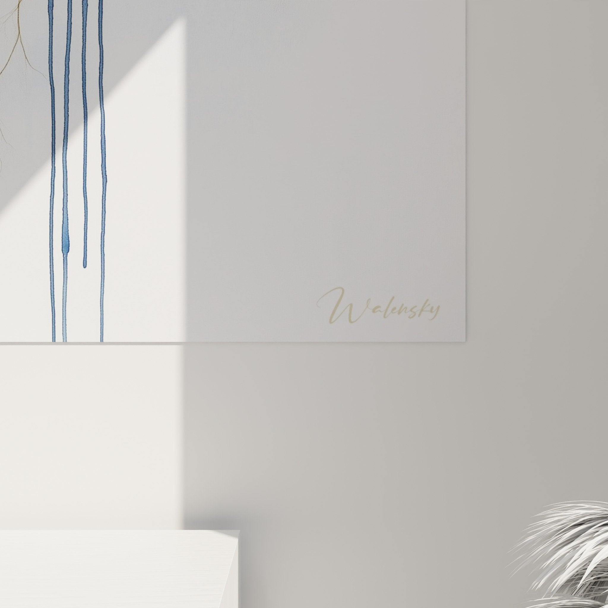 overall view abstract blue white gold marble wall art interior decoration