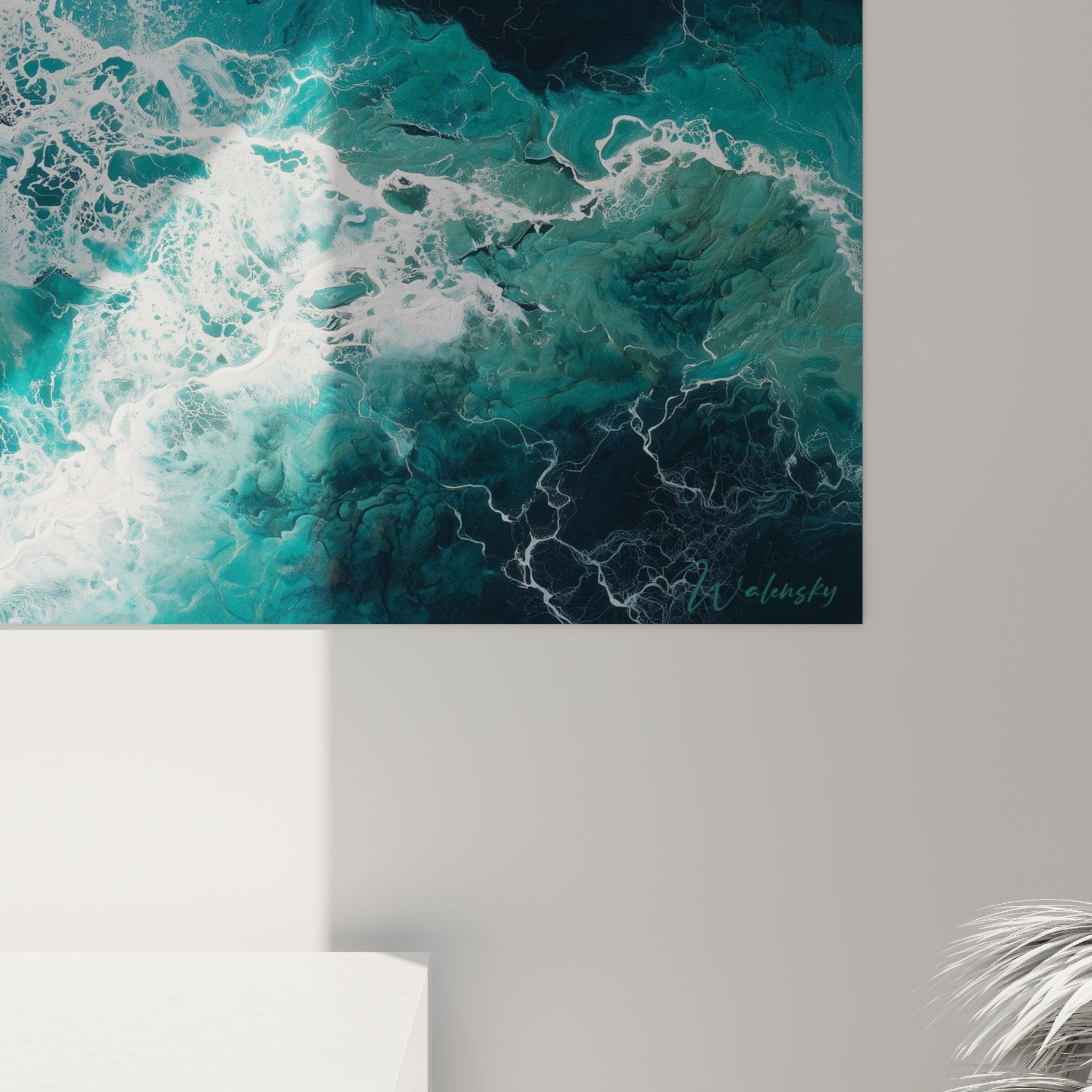 Vue ensemble tableau marine turquoise feng shui nord eau decoration interieur moderne